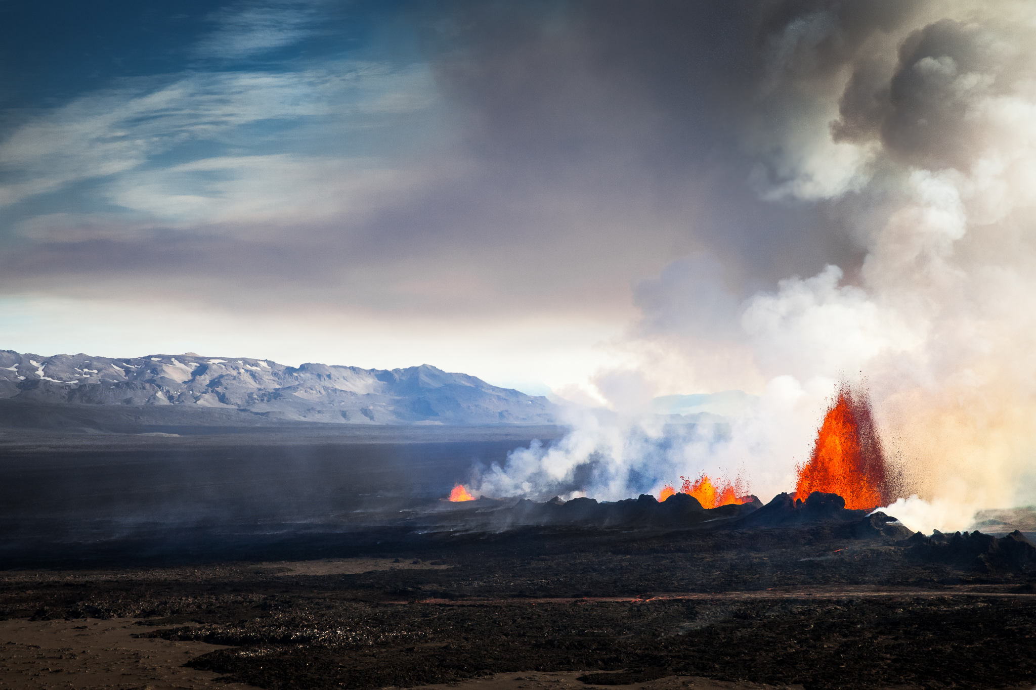earth, bárðarbunga, eruption, iceland, landscape, lava, nature, smoke, volcano, volcanoes