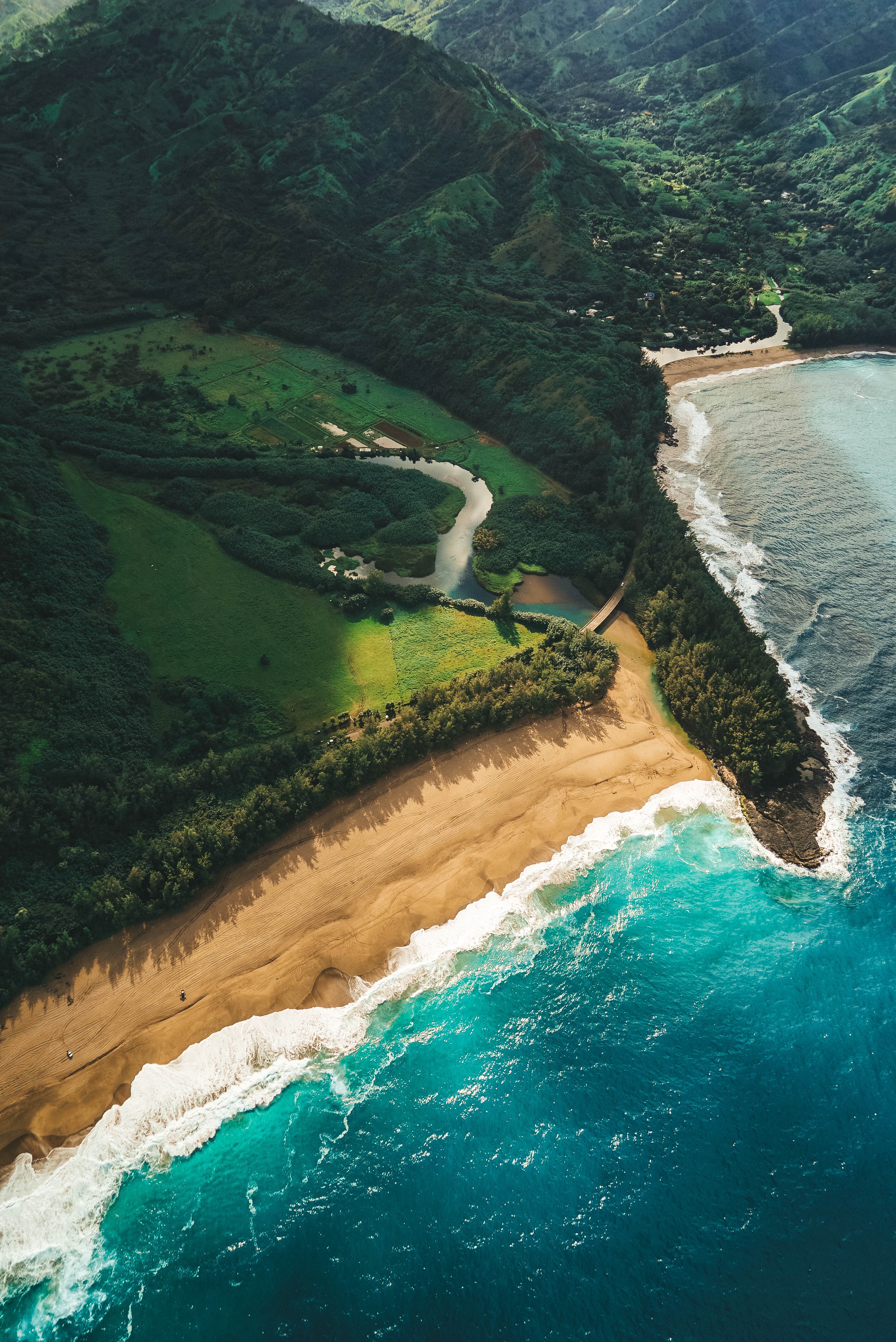 nature, beach, ocean, hawaii, view from above, kauai 32K