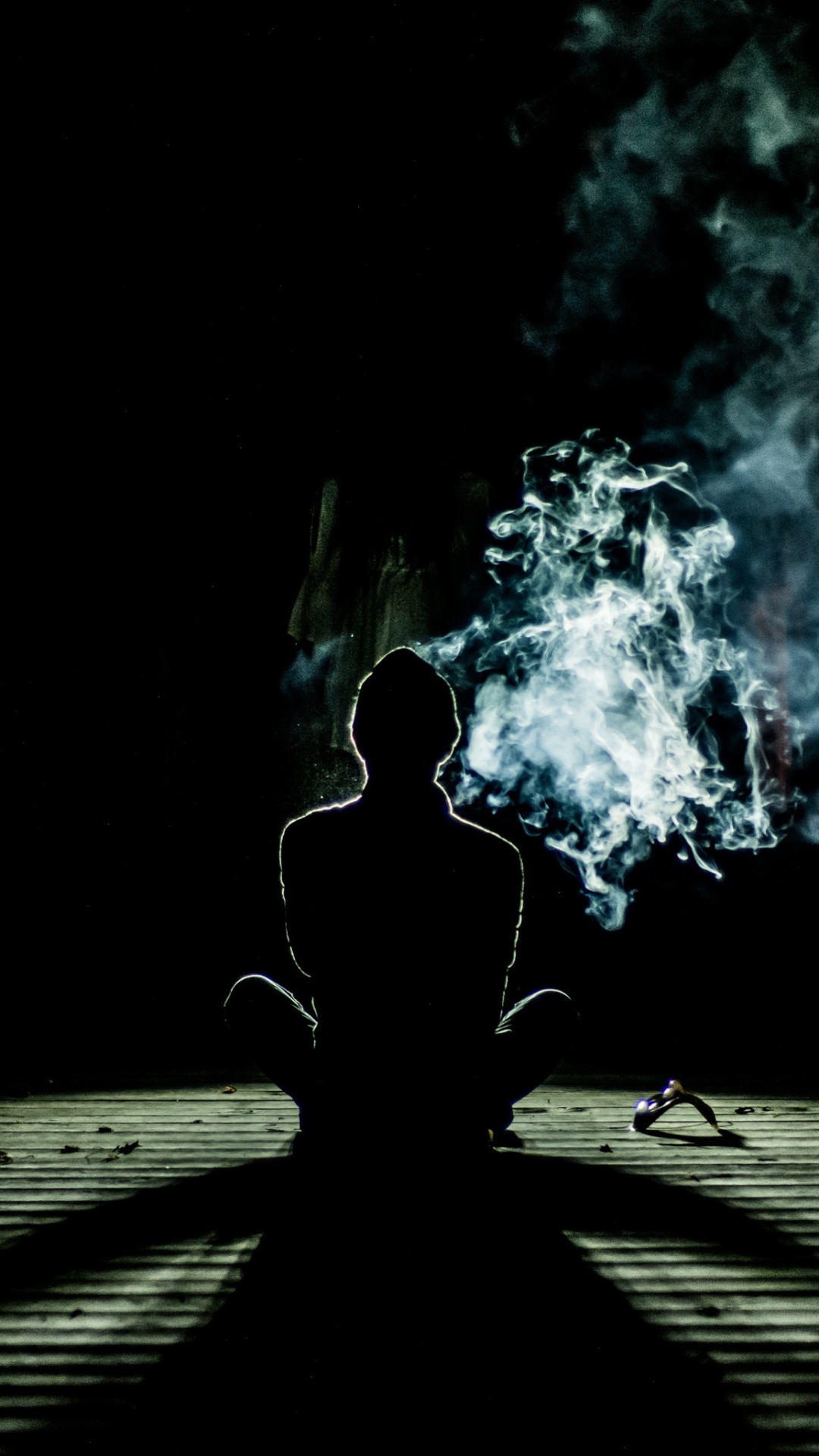 alone, smoke, spiritual, night, meditation, photography, people, silhouette, black QHD