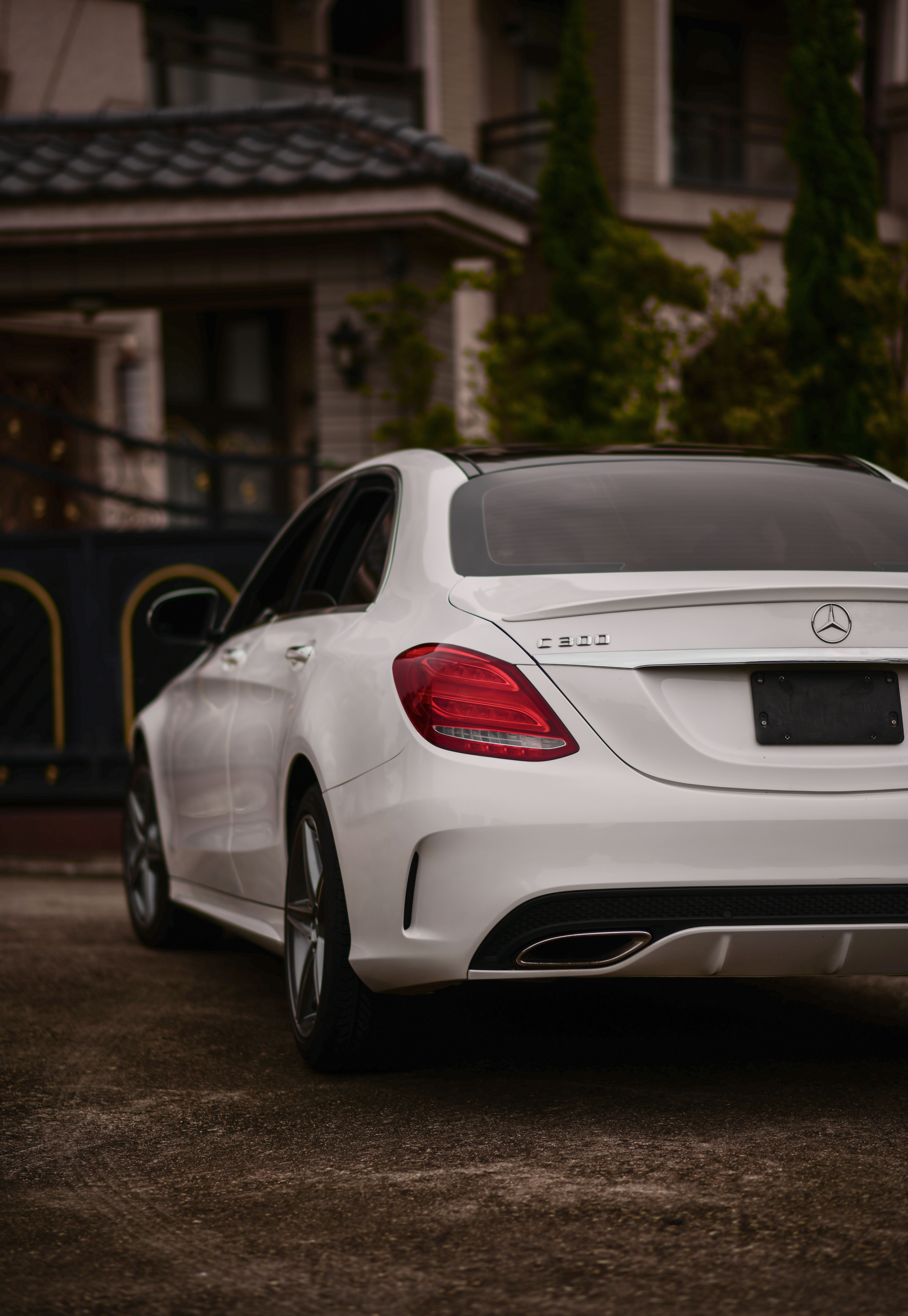 mercedes, mercedes benz c300, cars, white, car, back view, rear view cell phone wallpapers