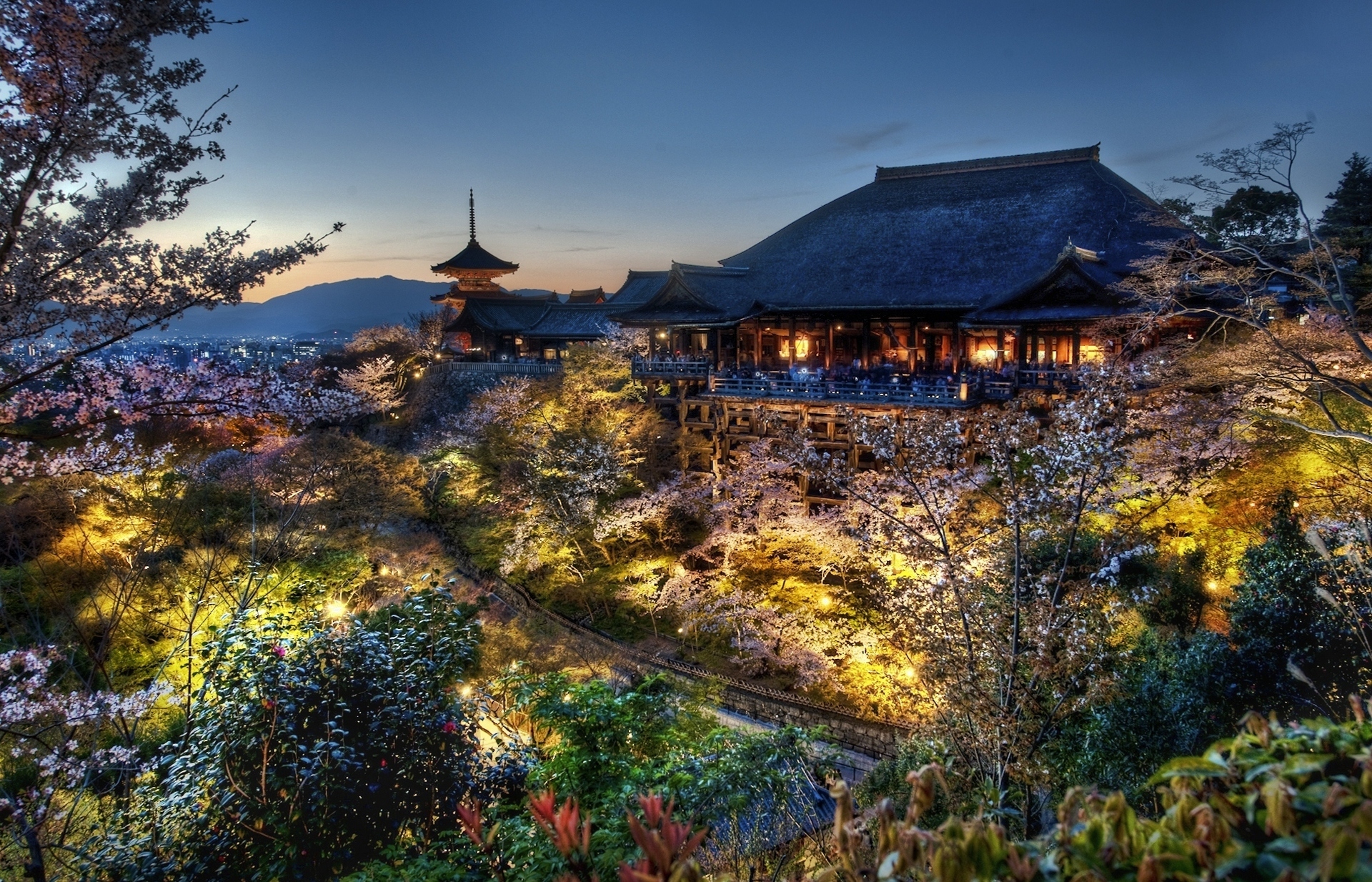 japan, kyoto, spring, photography, hdr, kiyomizu dera, sakura blossom High Definition image