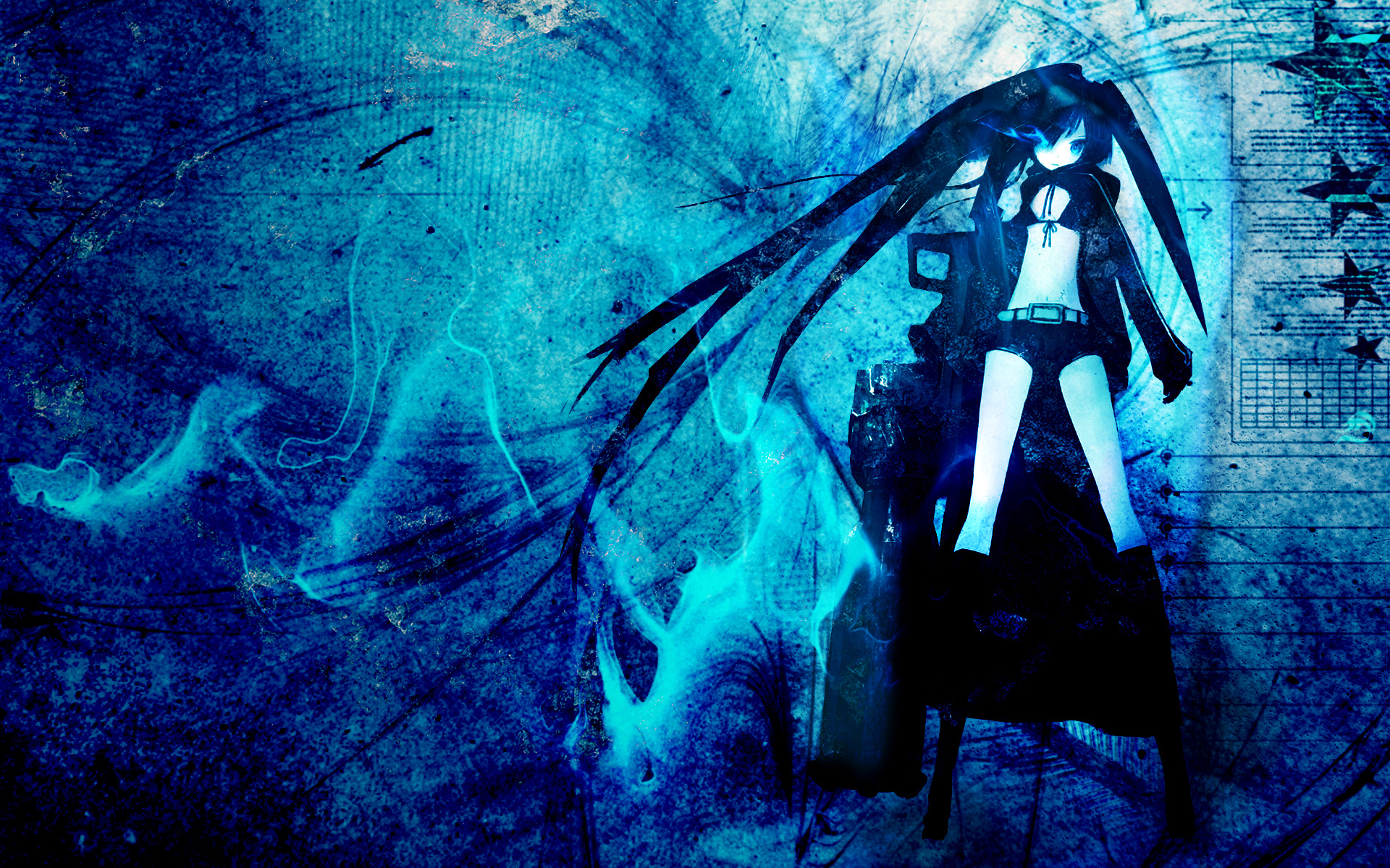 anime, black rock shooter, cannon, weapon Phone Background