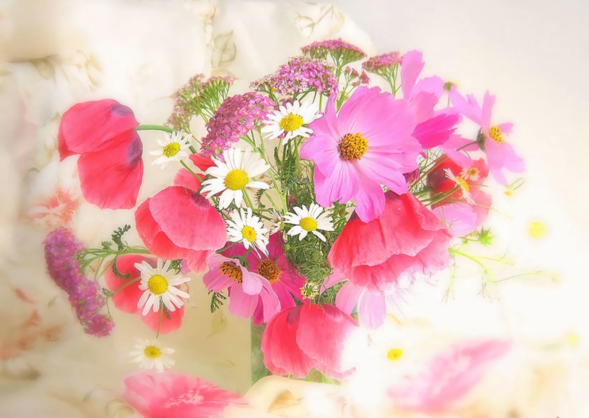 Download mobile wallpaper Flowers, Flower, Bouquet, Earth, White Flower, Pink Flower for free.