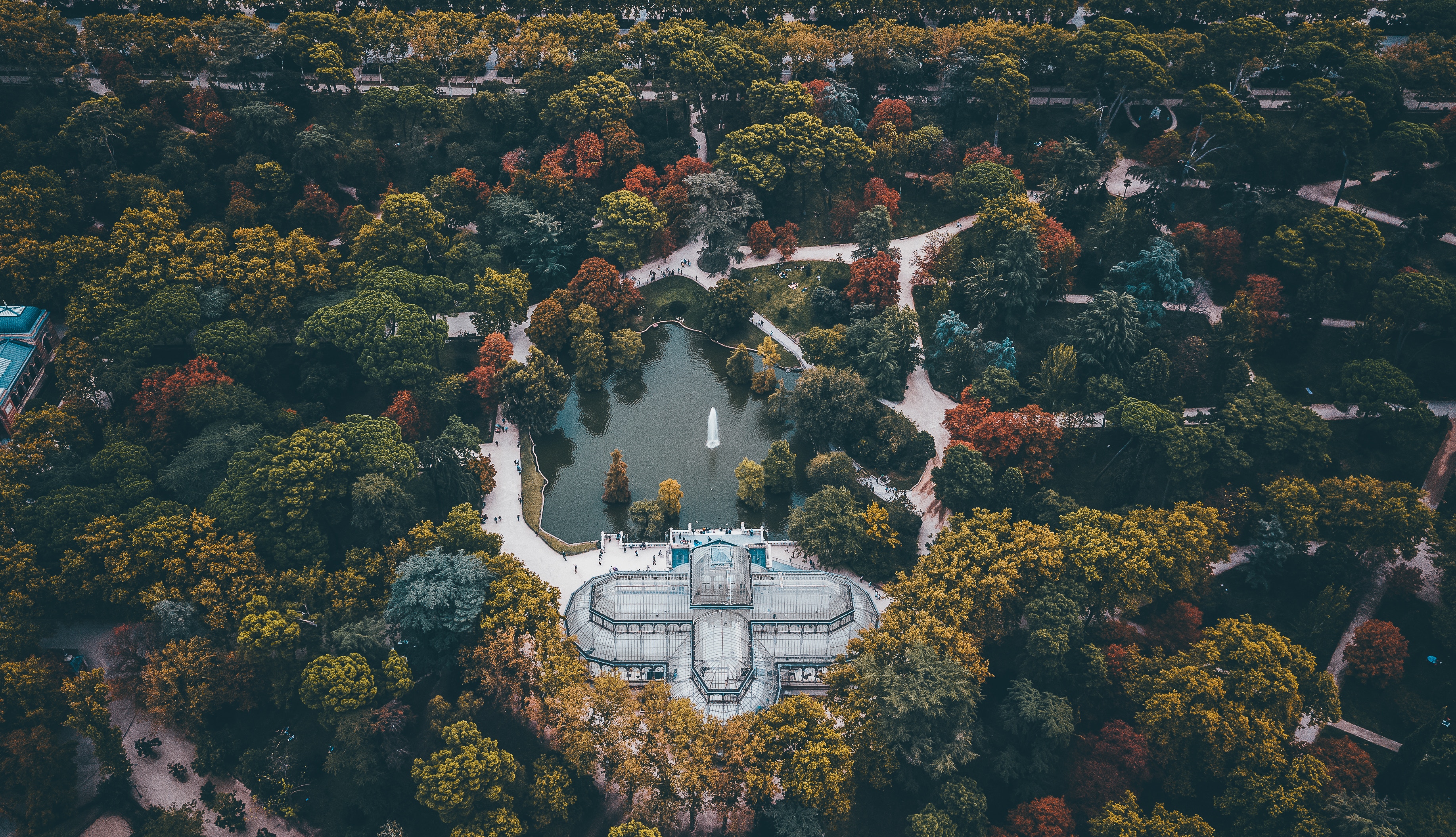 madrid, spain, landscape, cities, trees, architecture, view from above, palace