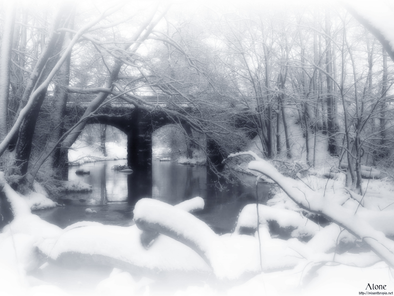 1075855 Hintergrundbild herunterladen winter, schnee, erde/natur, brücke, fluss, baum - Bildschirmschoner und Bilder kostenlos