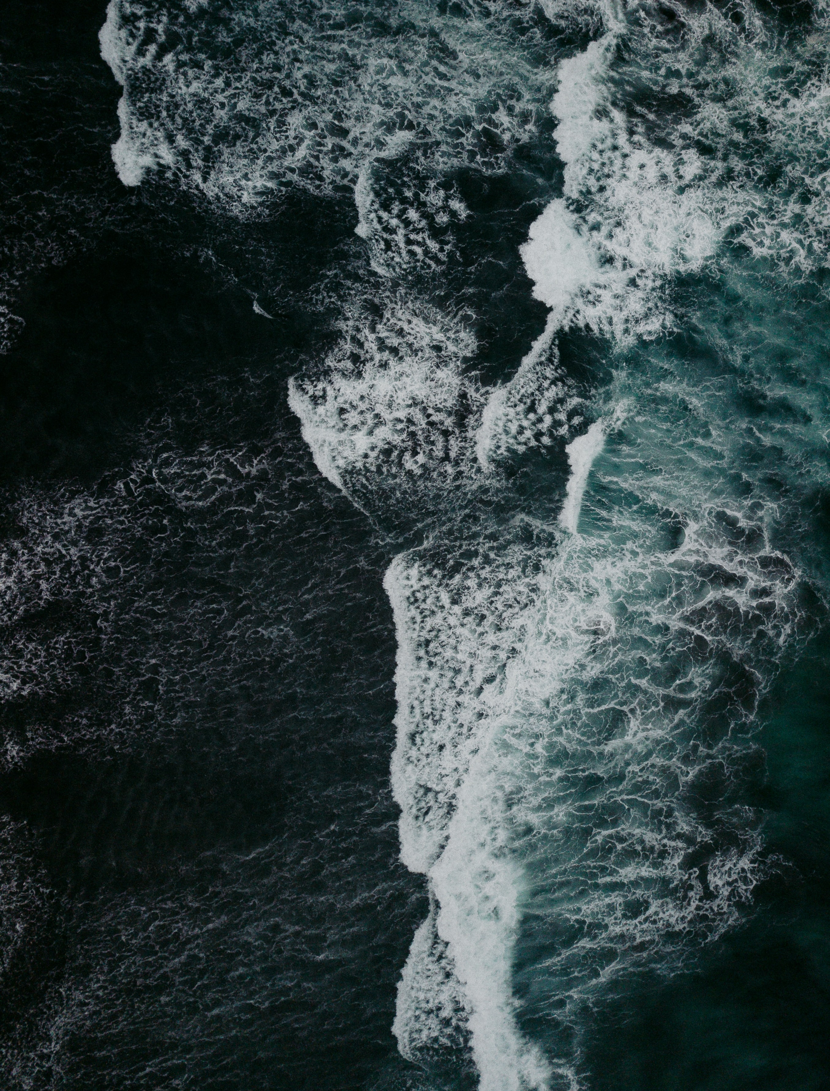 waves, nature, view from above, foam, storm Full HD
