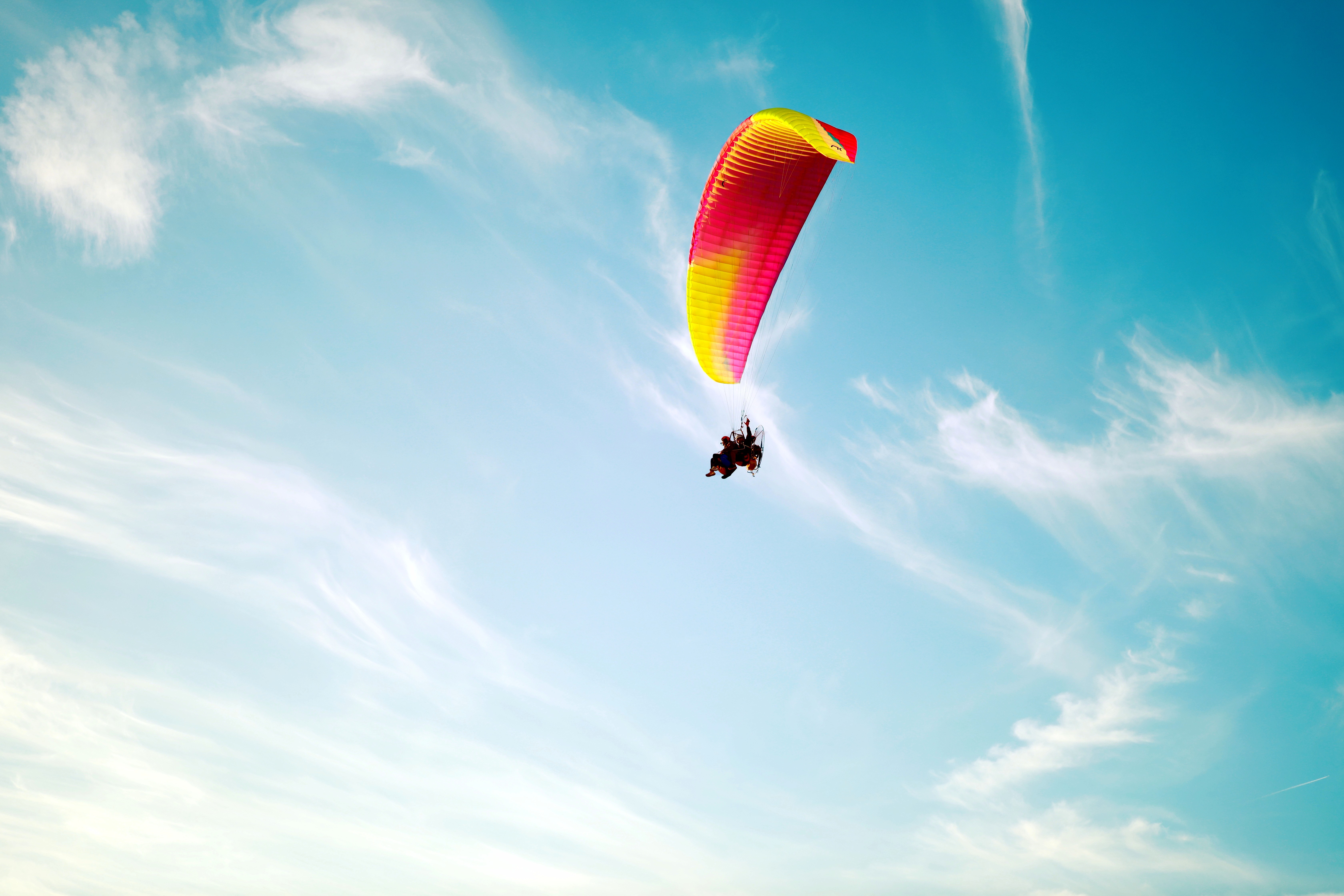 sports, sky, flight, height, extreme, parachute