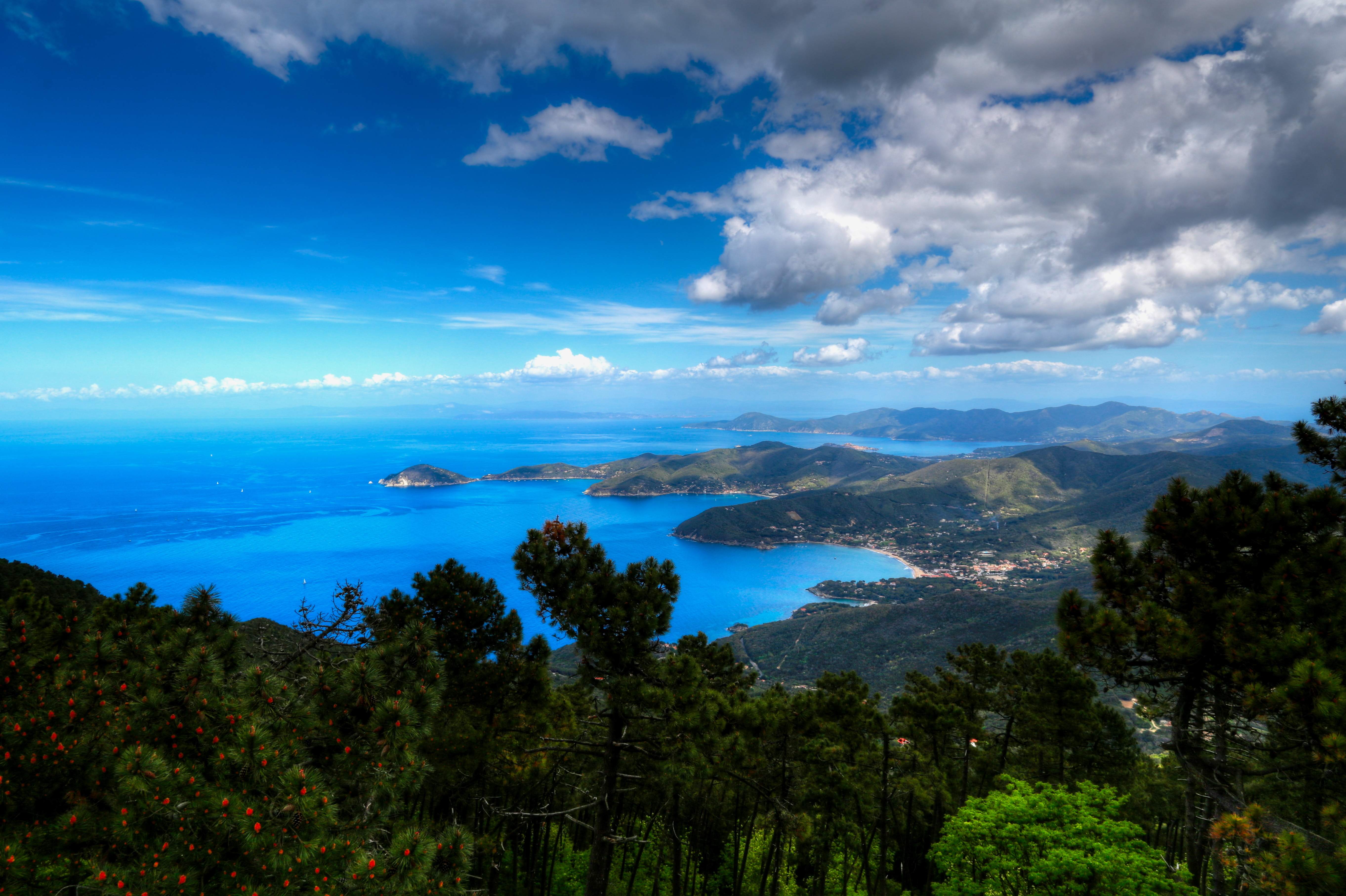 Download mobile wallpaper Nature, View From Above, Sea, Mountains, Landscape, Italy for free.