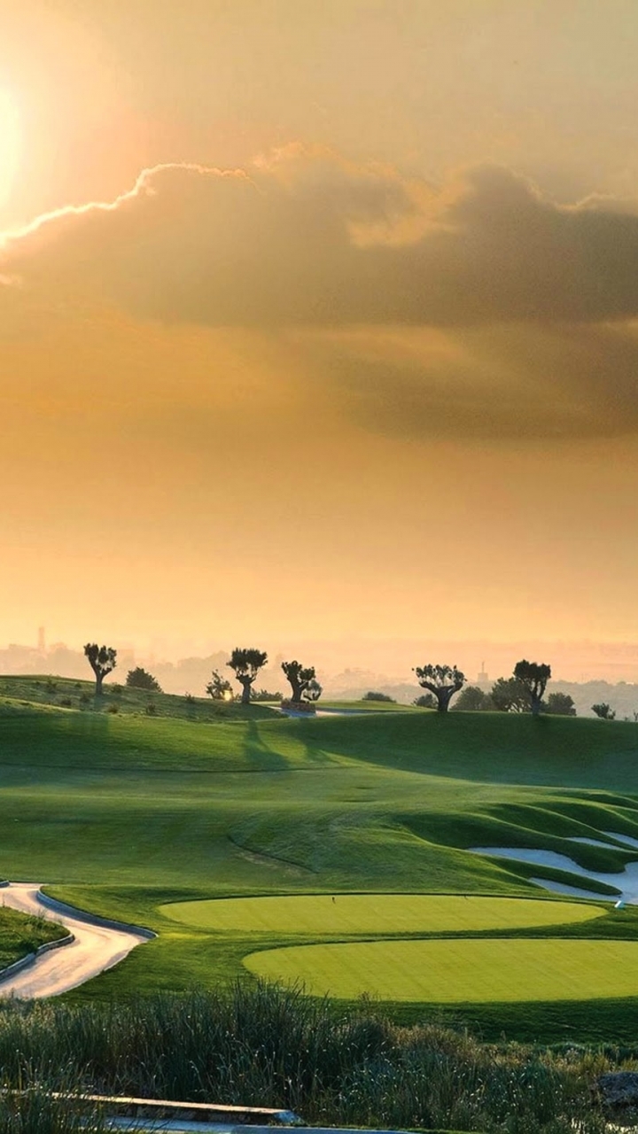 golf course, golf, tree, man made, path, sport, golf green, fairway, cloud, sky images