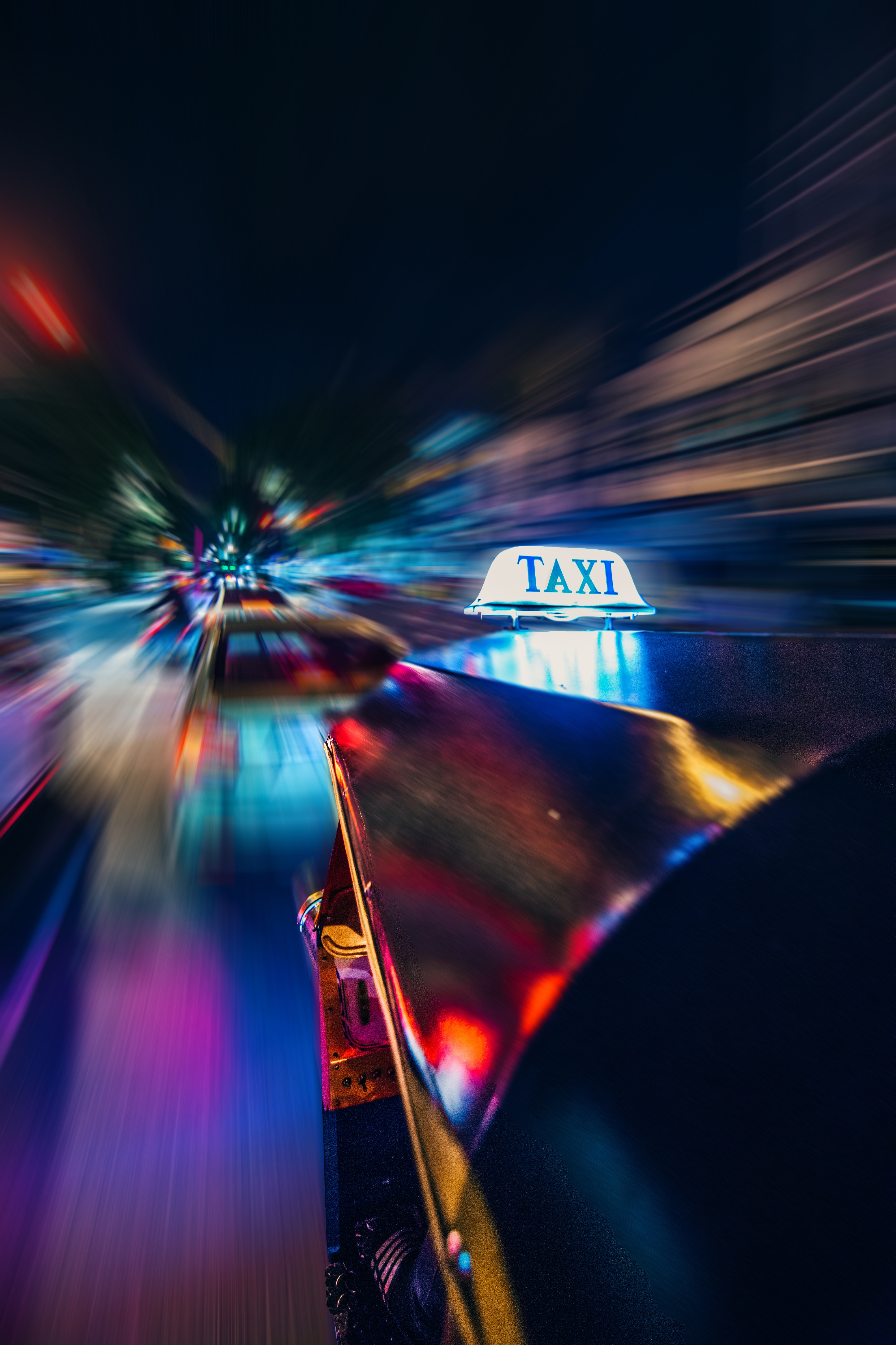 taxi, long exposure, auto, cars, traffic, movement, blur, smooth Phone Background