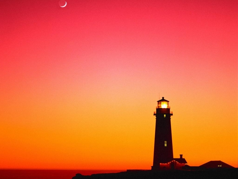 lighthouses, landscape, red