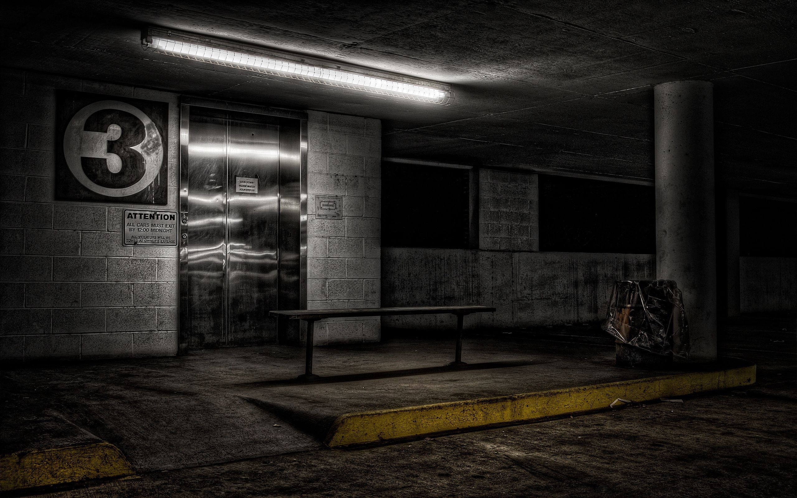 cities, hdr, bench, parking, elevator, lift