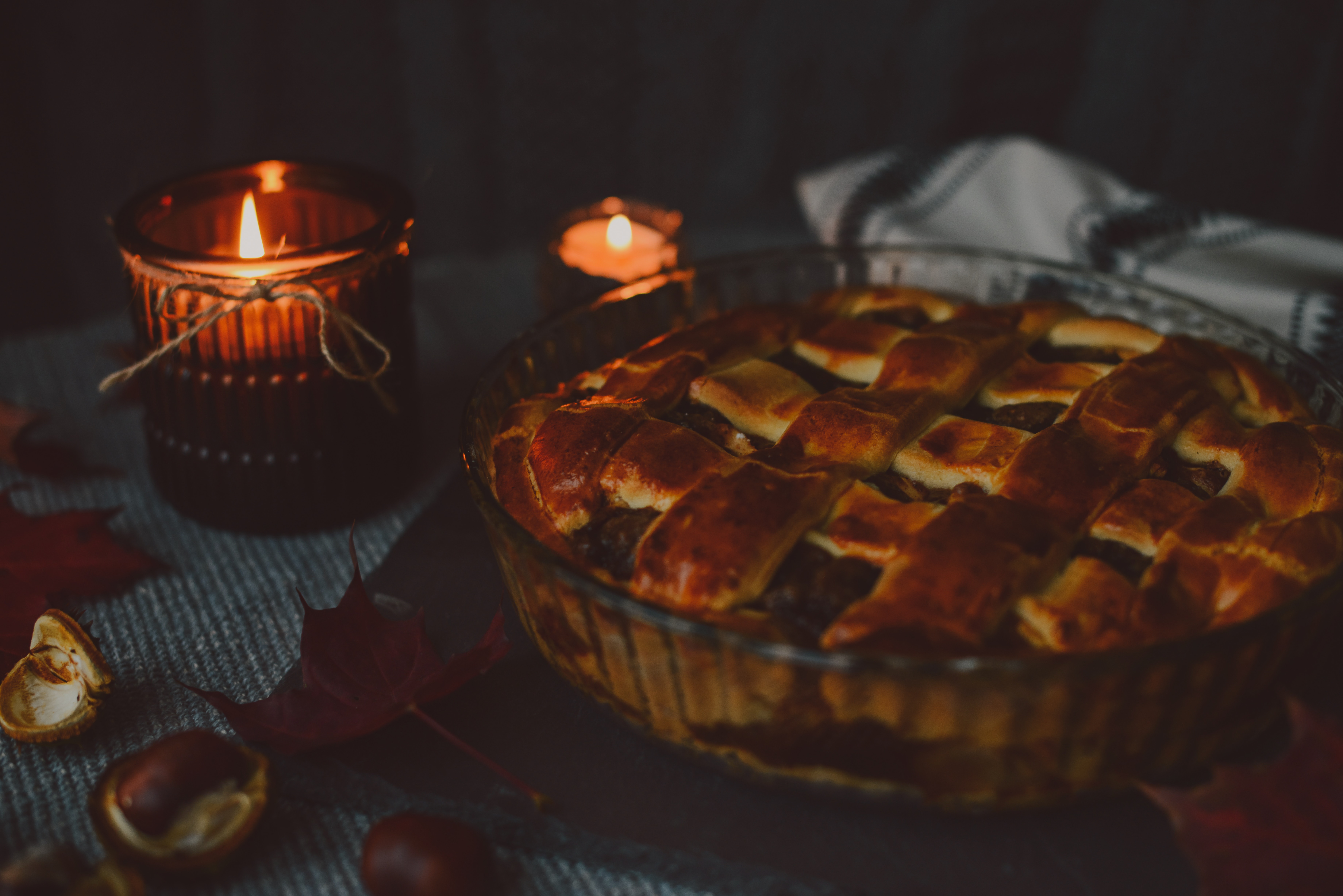 Download background food, pie, candle, chestnut