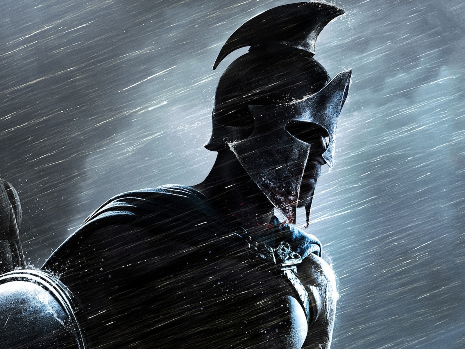 300: rise of an empire, spartan, warrior, rain, movie HD wallpaper