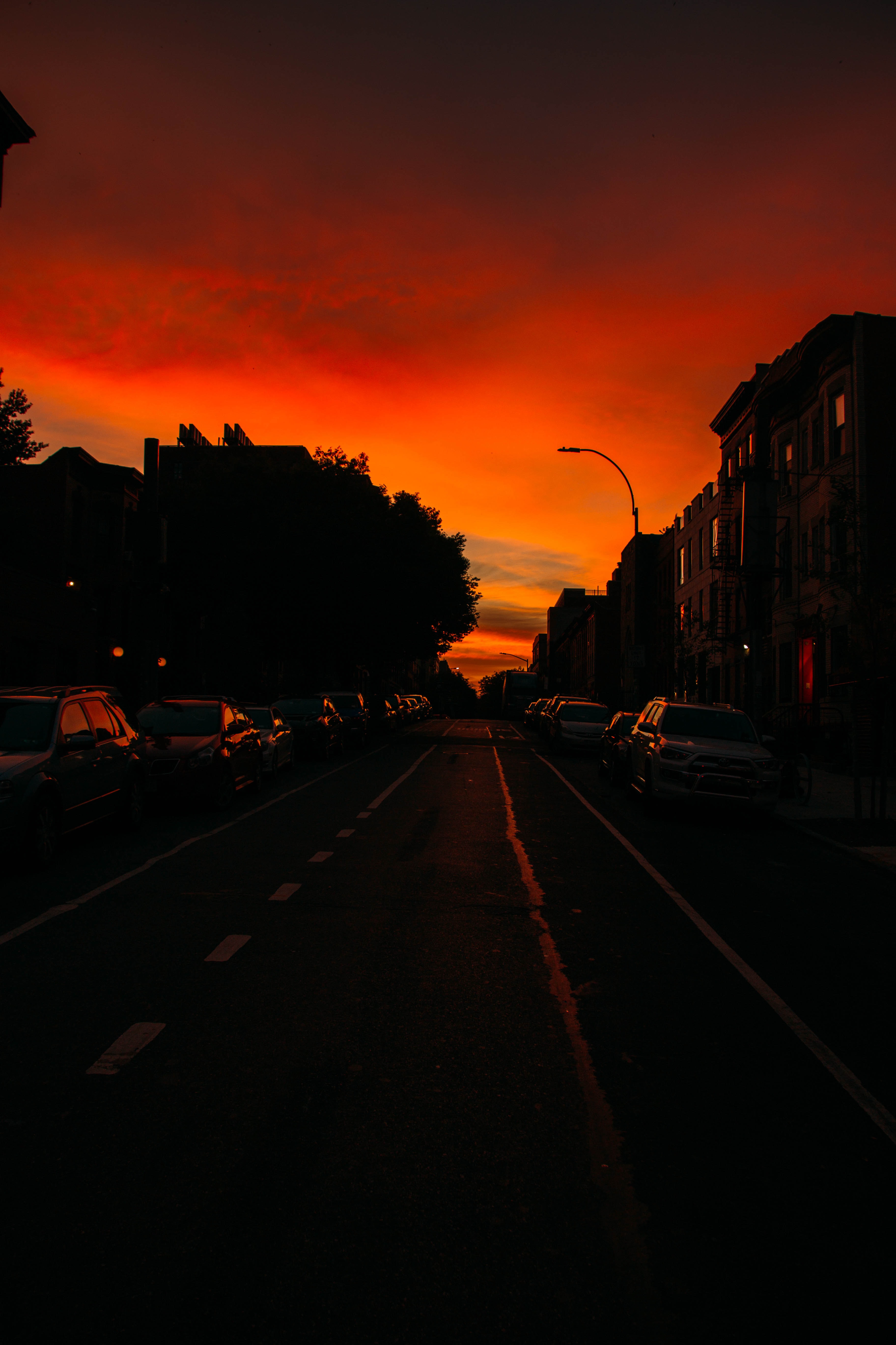 sunset, dark, auto, road, dahl, distance, street