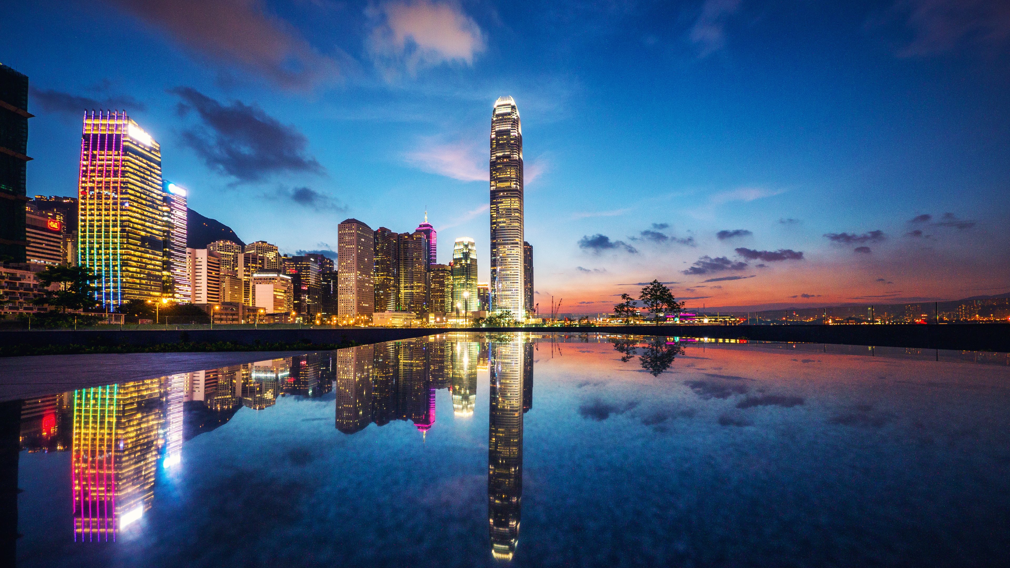 architecture, hong kong, building, man made, cityscape, reflection, cities, twilight for android