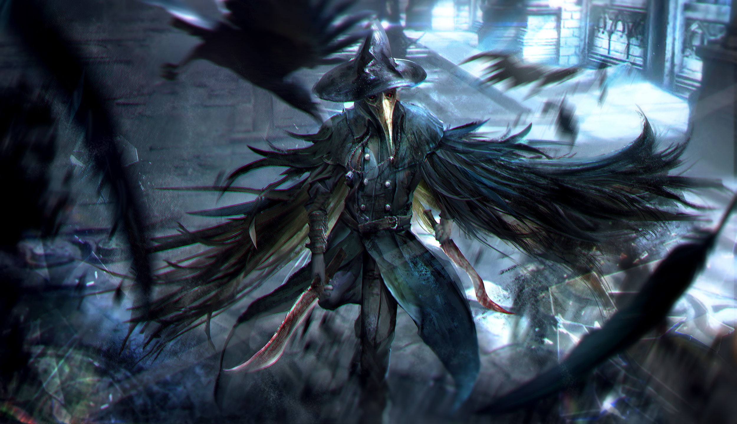 HD wallpaper crow, bloodborne, warrior, video game, dagger