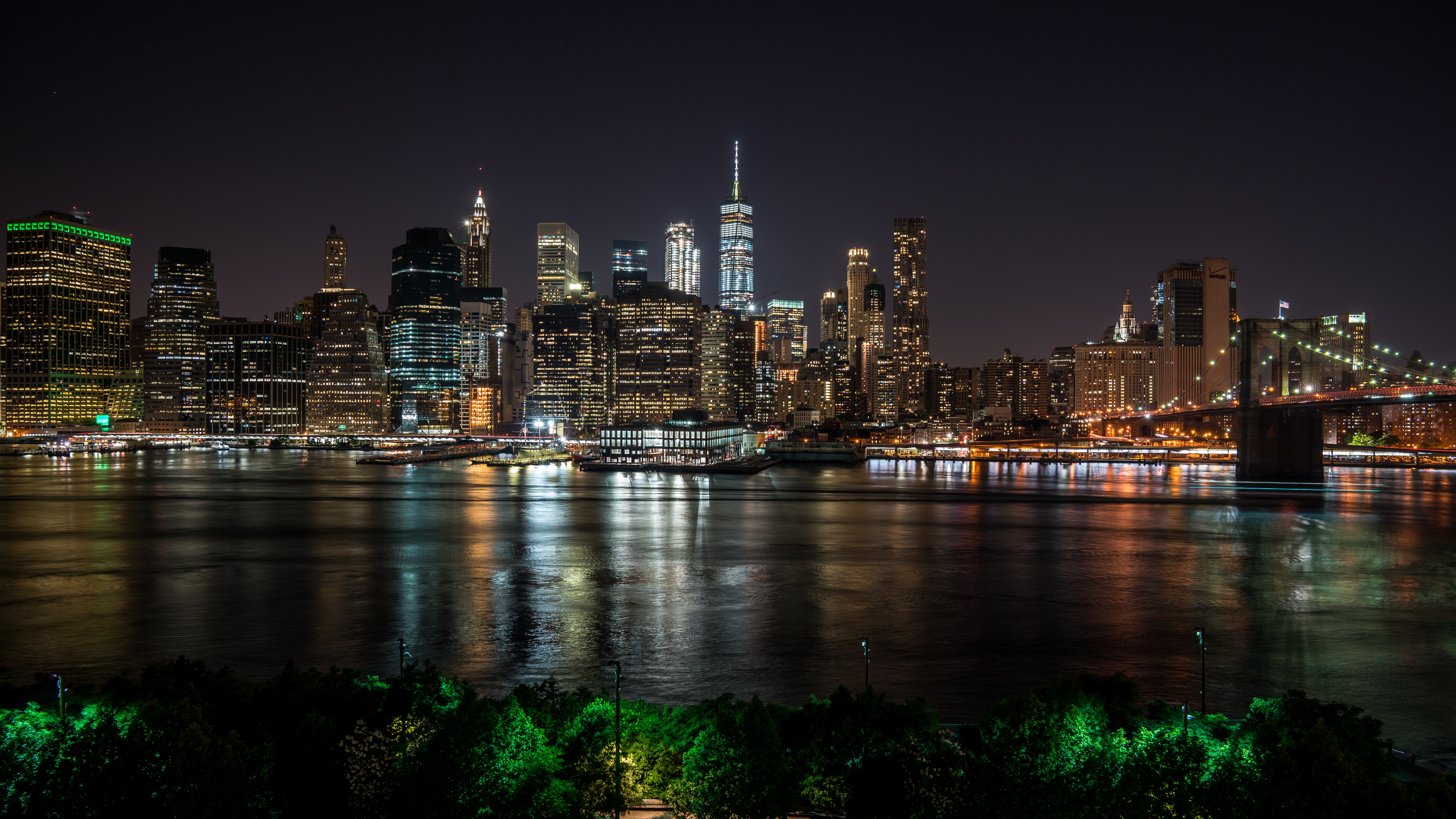 121423 скачать обои нью йорк, сша, ночной город, небоскребы, города, панорама - заставки и картинки бесплатно