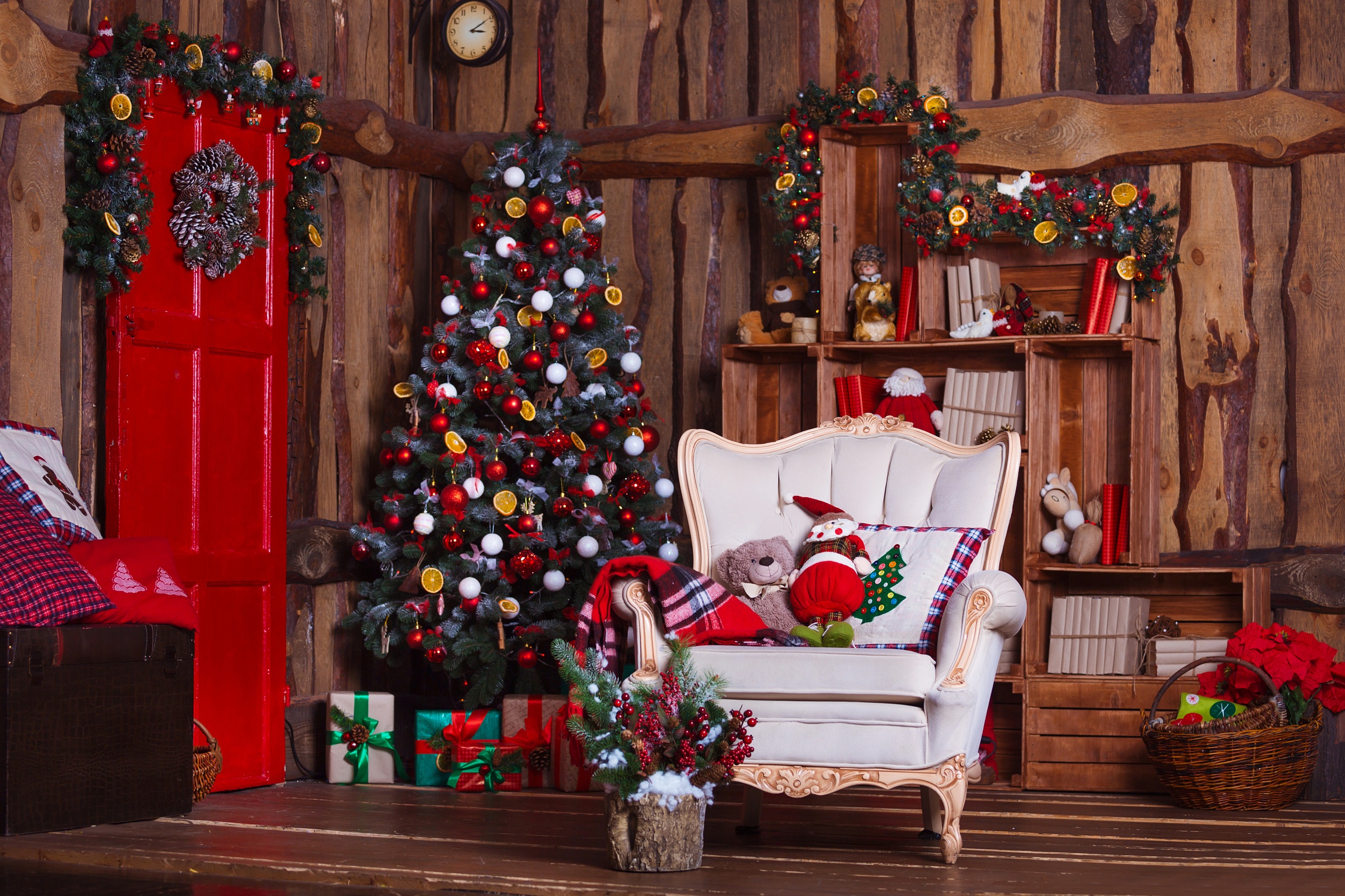 holiday, christmas, chair, christmas ornaments, christmas tree, wooden 4K for PC