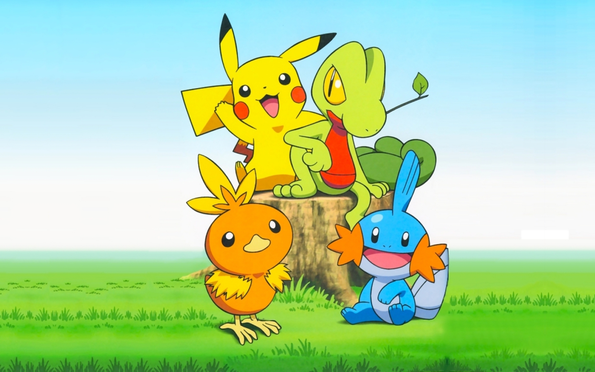 pokémon, torchic (pokemon), video game, mudkip (pokémon), pikachu, treecko (pokémon) wallpapers for tablet