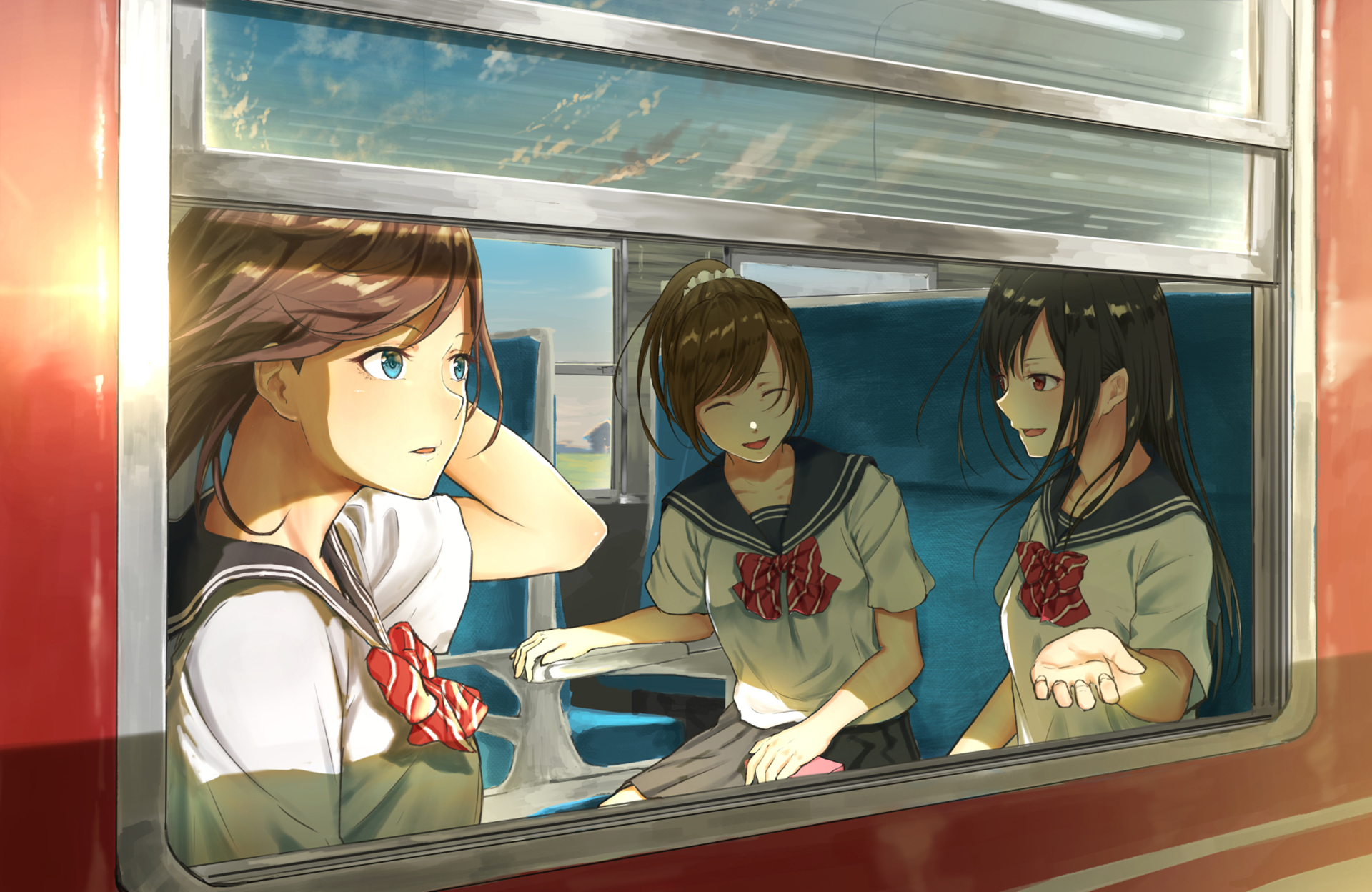 Аниме персонажи в поезде