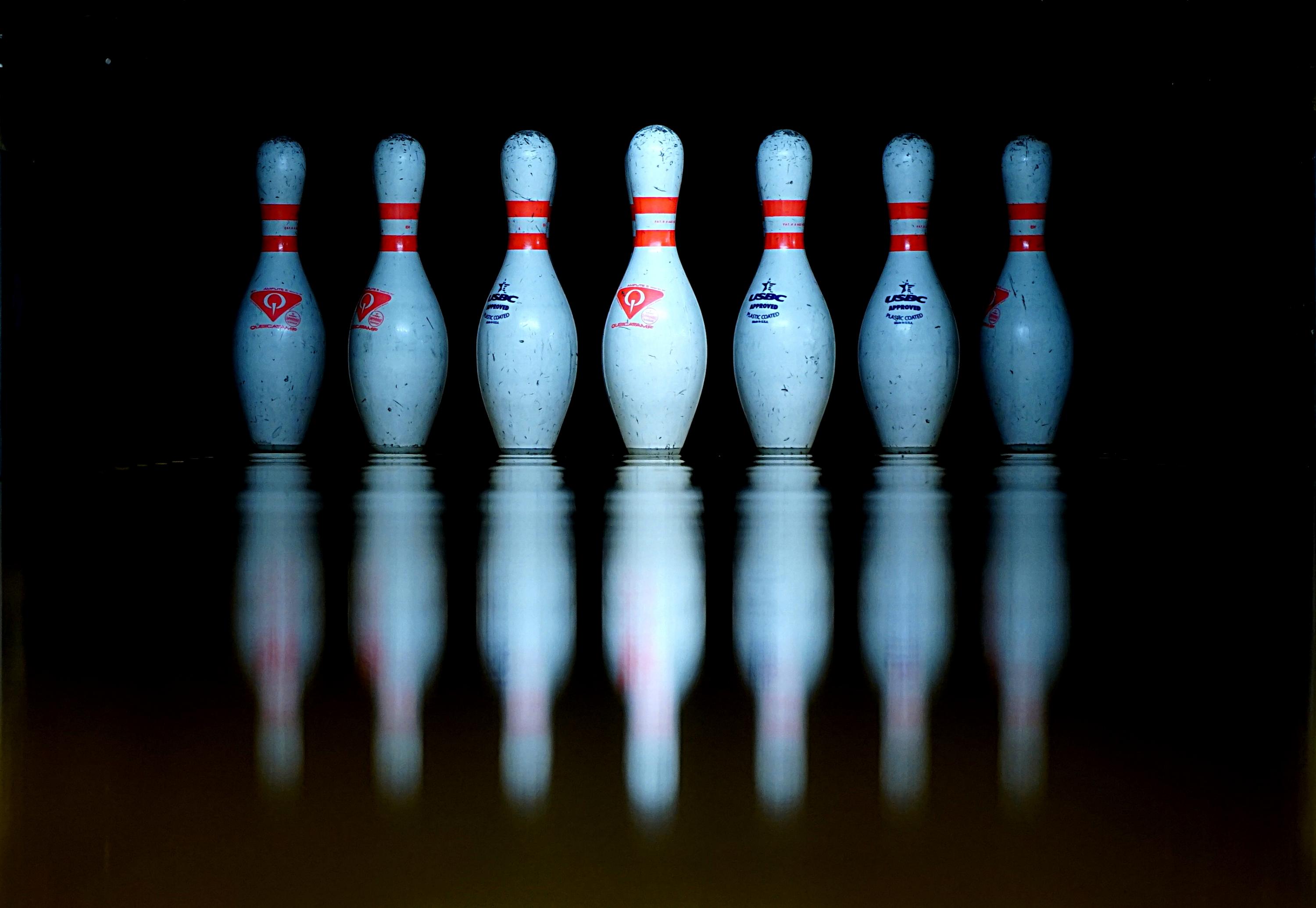 bowling, sports, reflection, skittles, row cellphone