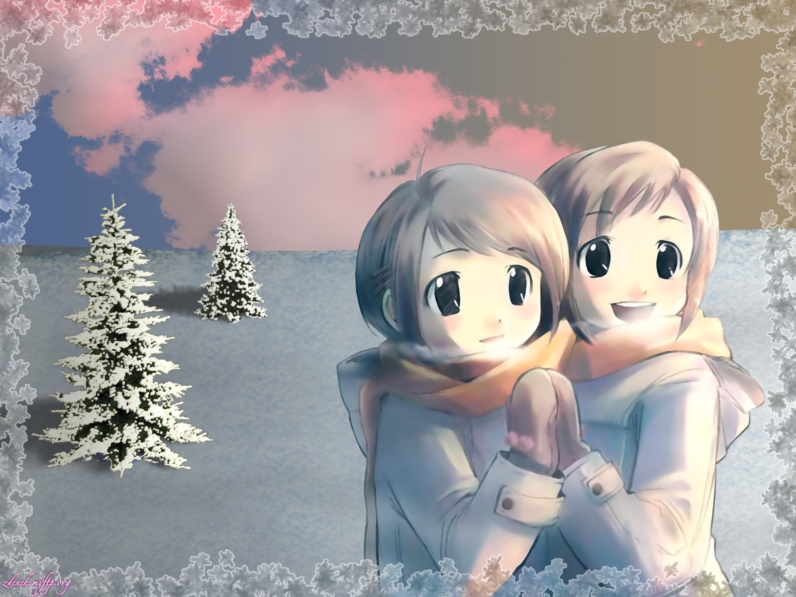 Download mobile wallpaper Winter, Children, Anime for free.