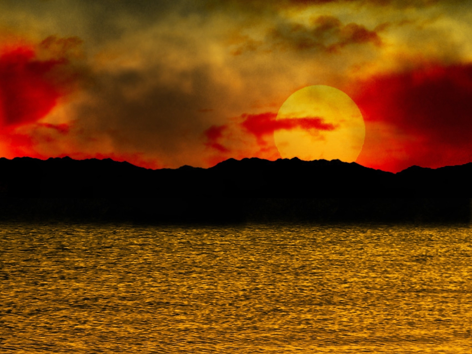 Handy-Wallpaper Sunset, Sun, Sea, Landschaft kostenlos herunterladen.