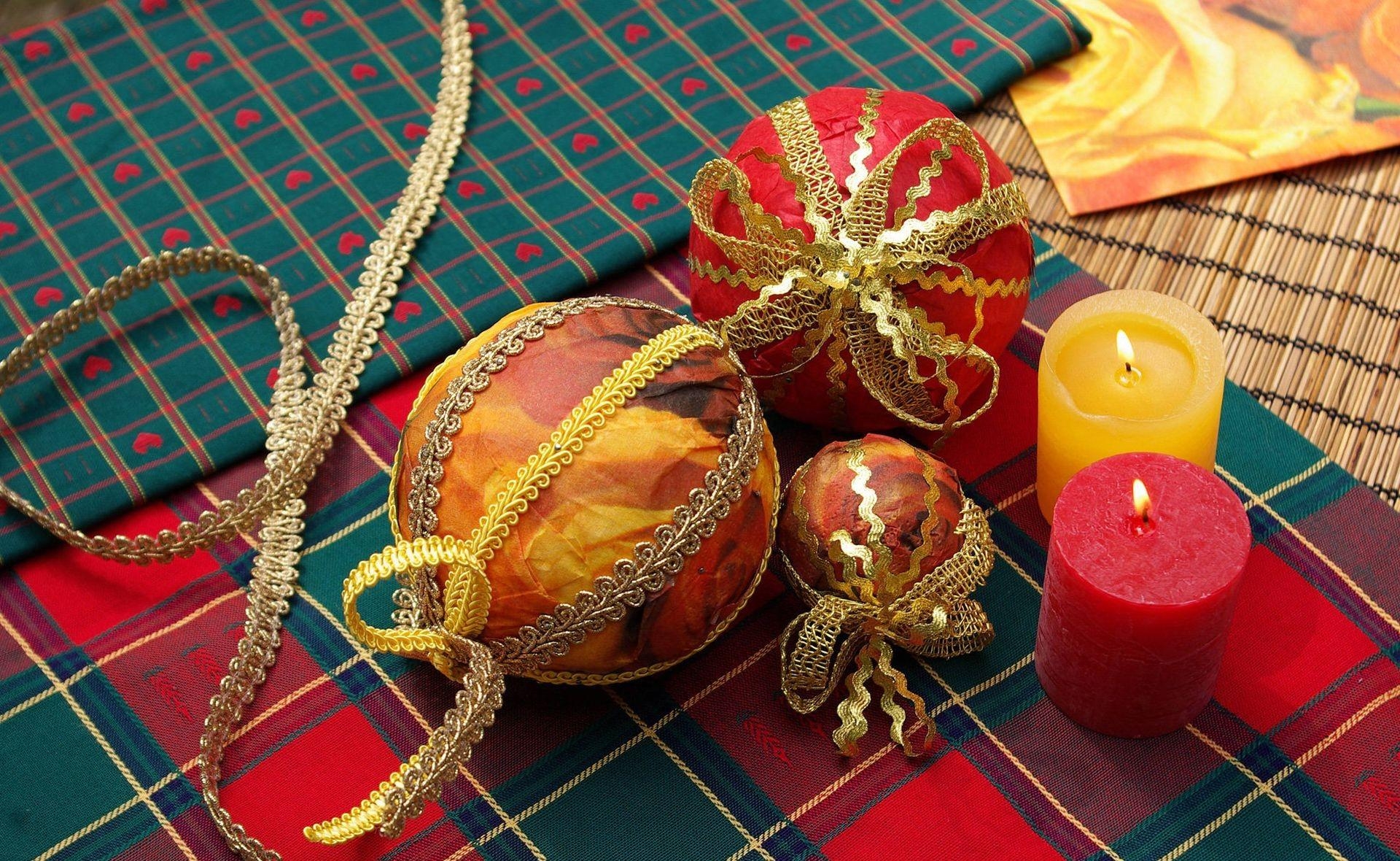 holidays, candles, holiday, tape, christmas decorations, christmas tree toys, tablecloth, braid, preparation
