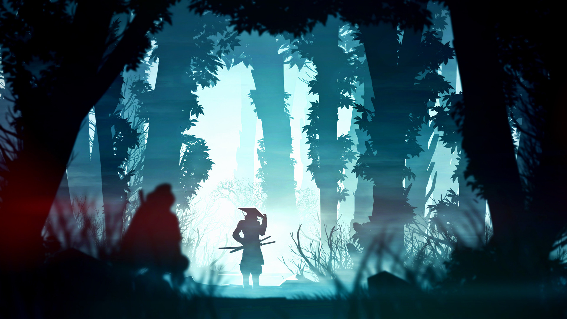 Free download wallpaper Fantasy, Silhouette, Forest, Fog, Warrior, Samurai on your PC desktop
