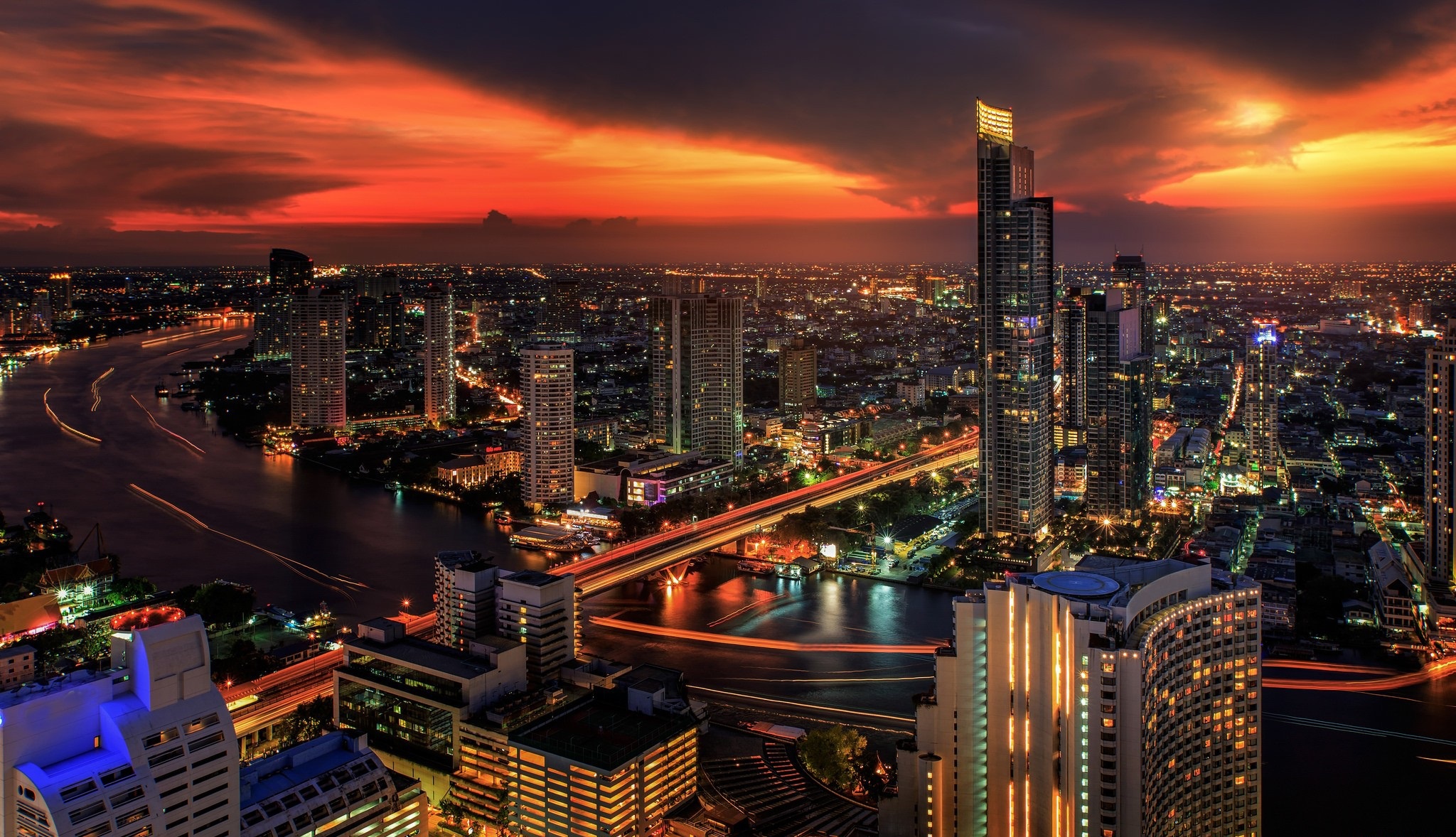 Free download wallpaper Cities, Night, City, Skyscraper, Building, Cityscape, Thailand, Bangkok, Man Made on your PC desktop