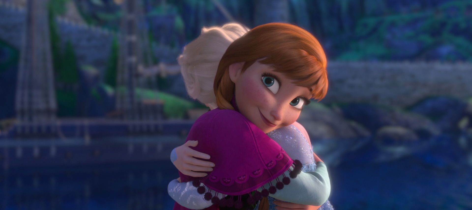 Холодное сердце Анна и Эльза обнимаются