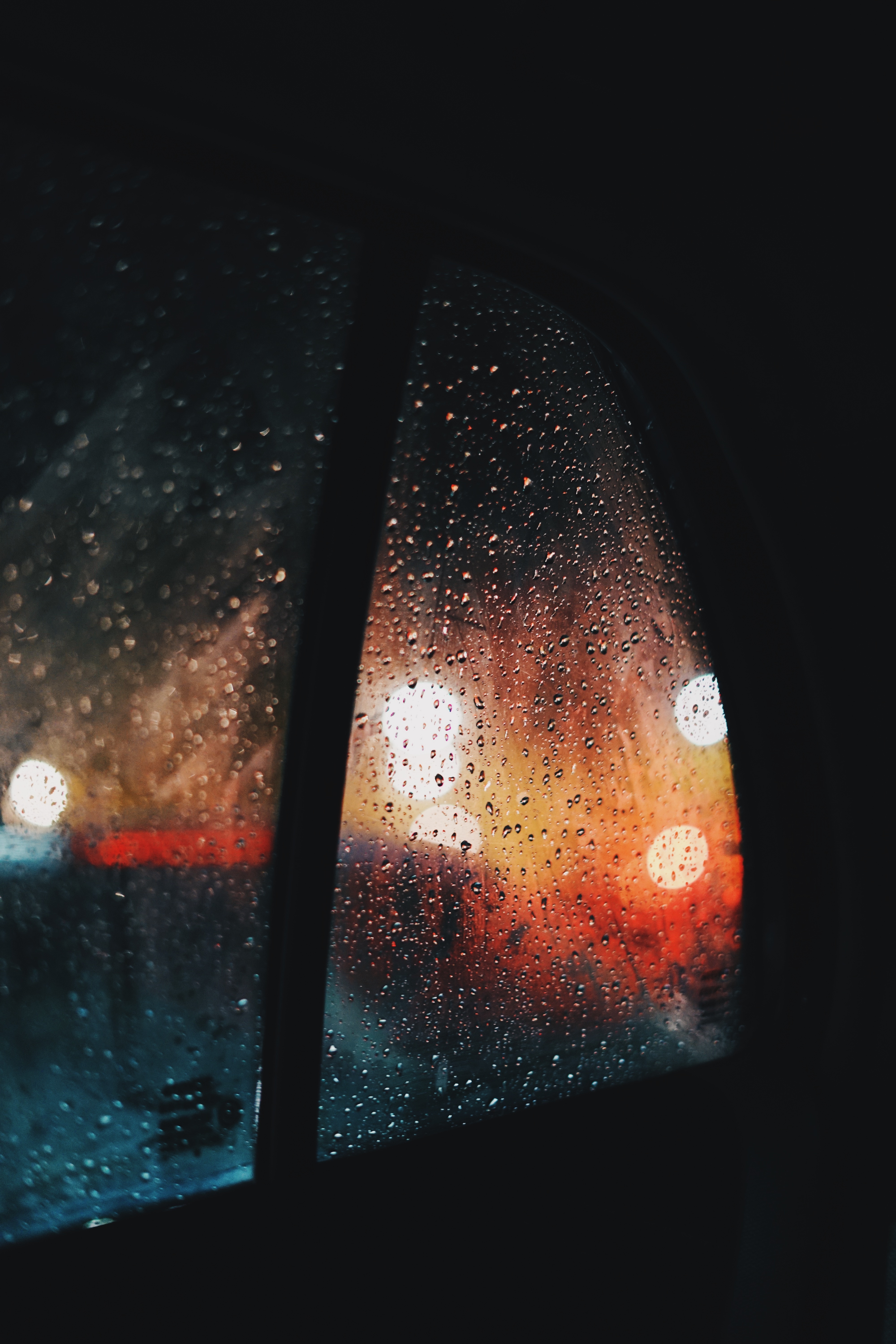 Download mobile wallpaper Window, Glare, Car, Glass, Drops, Dark, Rain for free.