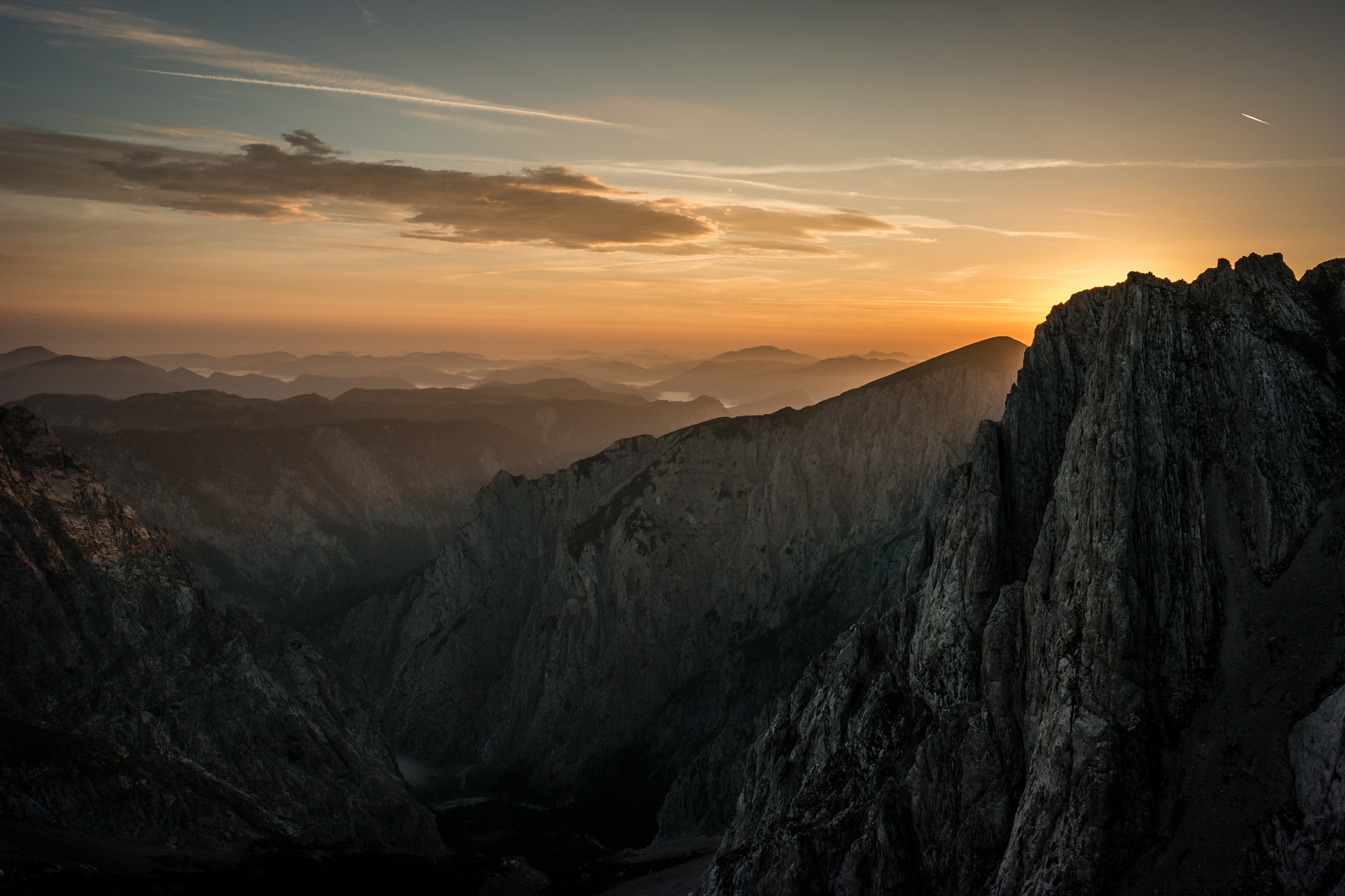 austria, nature, sunset, mountain, vertex, top download HD wallpaper