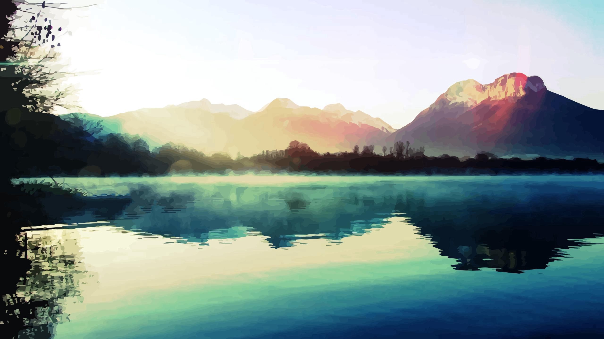 Free download wallpaper Lake, Nature, Light, Shine, Abstract on your PC desktop