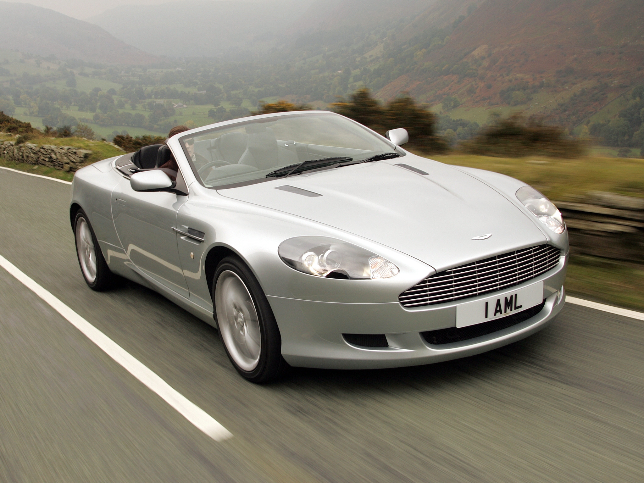 nature, aston martin, cars, front view, speed, style, 2004, silver metallic, db9 wallpapers for tablet