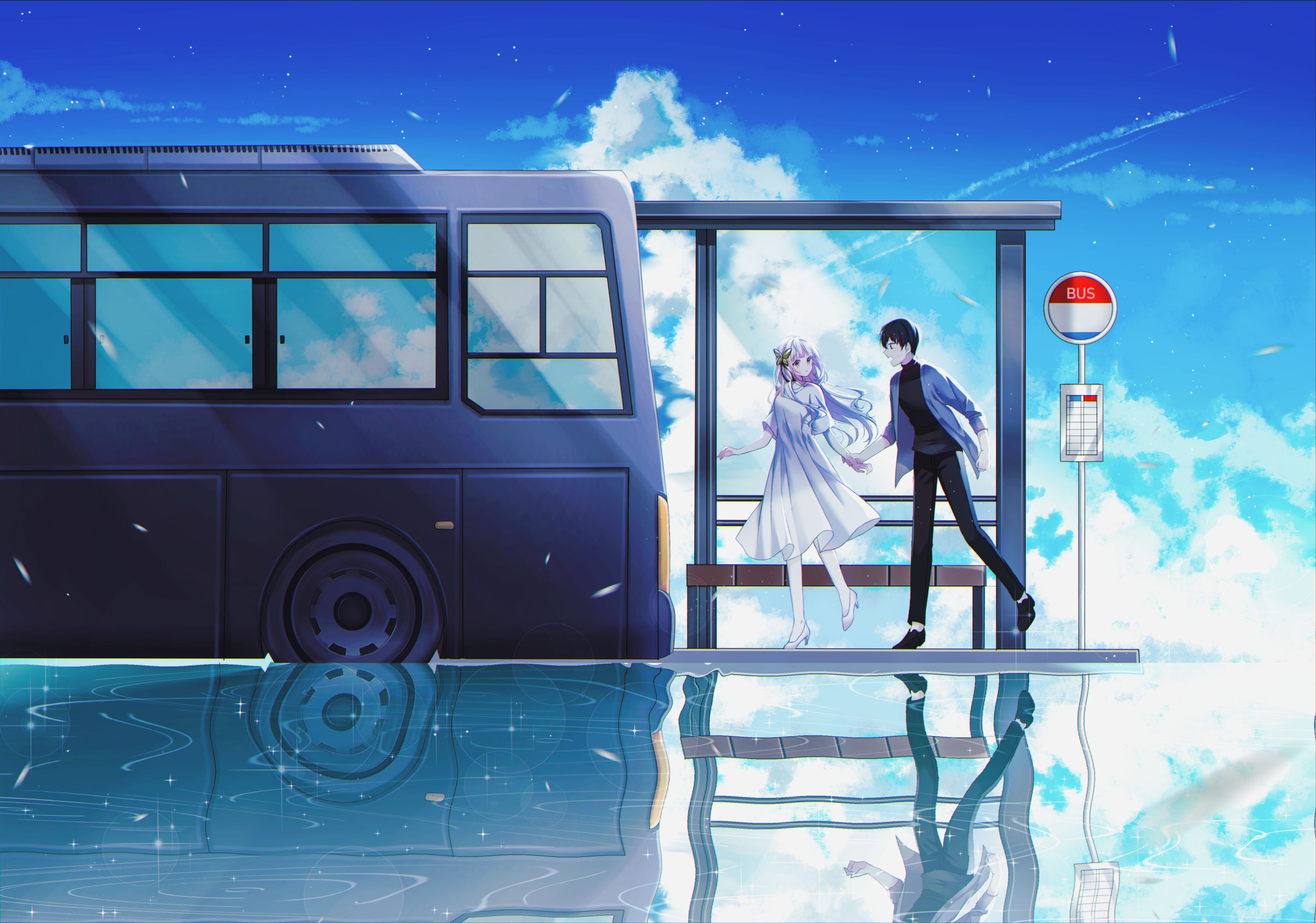Wallpaper : 1920x1080 px, anime, buses, clouds, Everlasting Summer, people,  shadow 1920x1080 - wallhaven - 1262031 - HD Wallpapers - WallHere