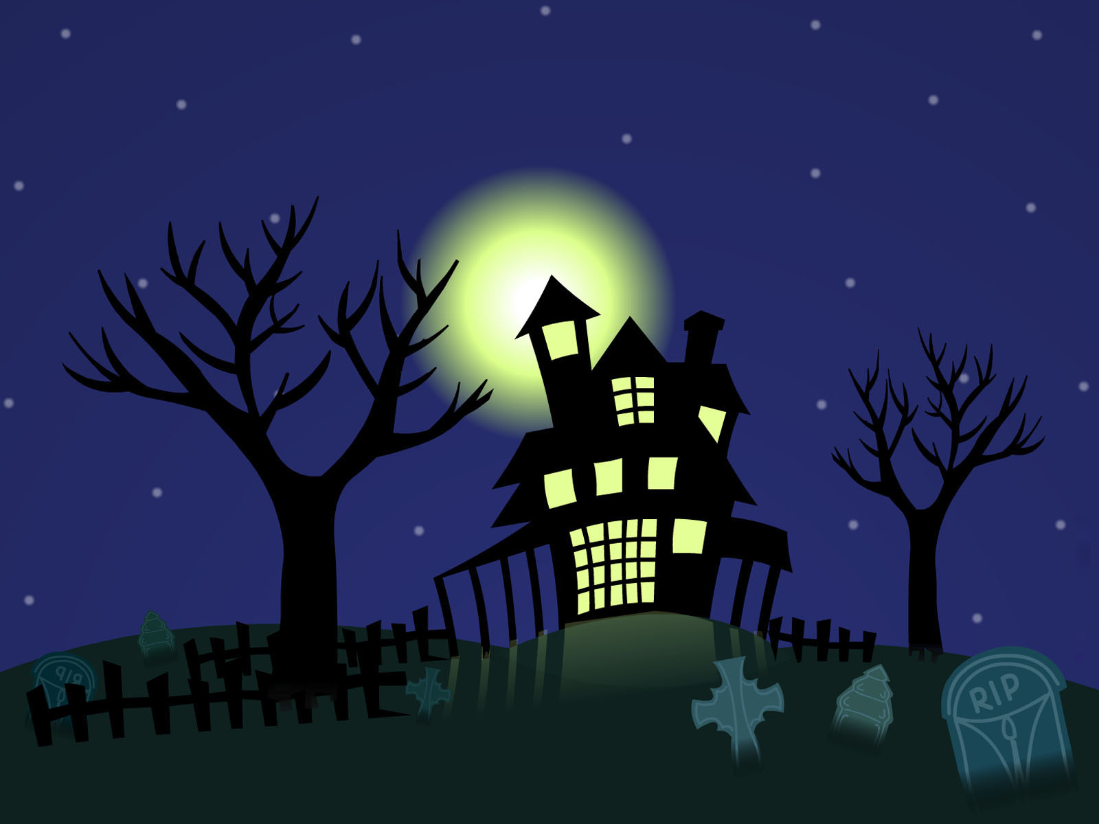 Домики Хэллоуинские ночью