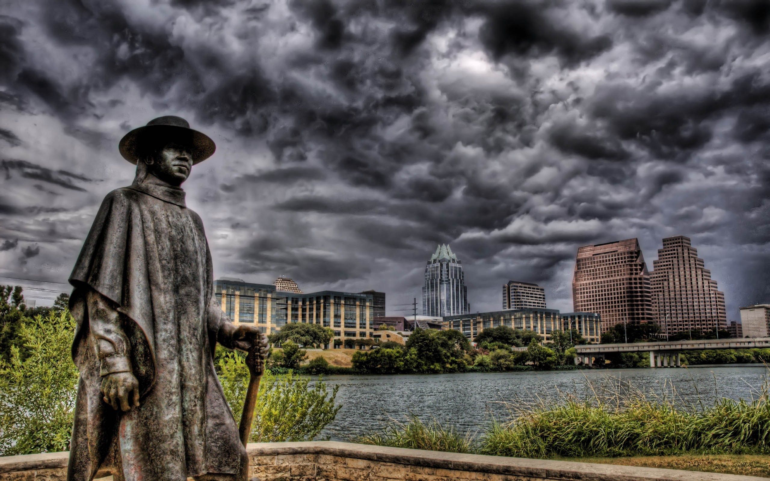 hdr, cities, rivers, building, monument, cowboy james storm Full HD