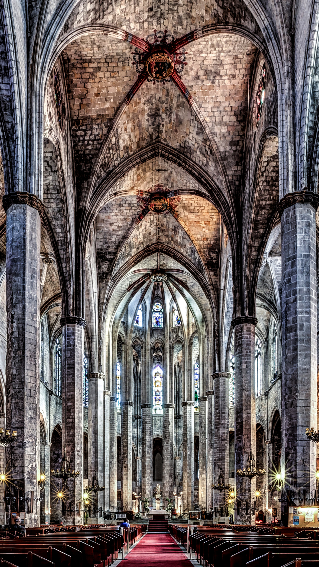 religious, santa maria del mar, architecture, spain, church, cathedral, catalonia, hdr, altar, arch, cathedrals Smartphone Background
