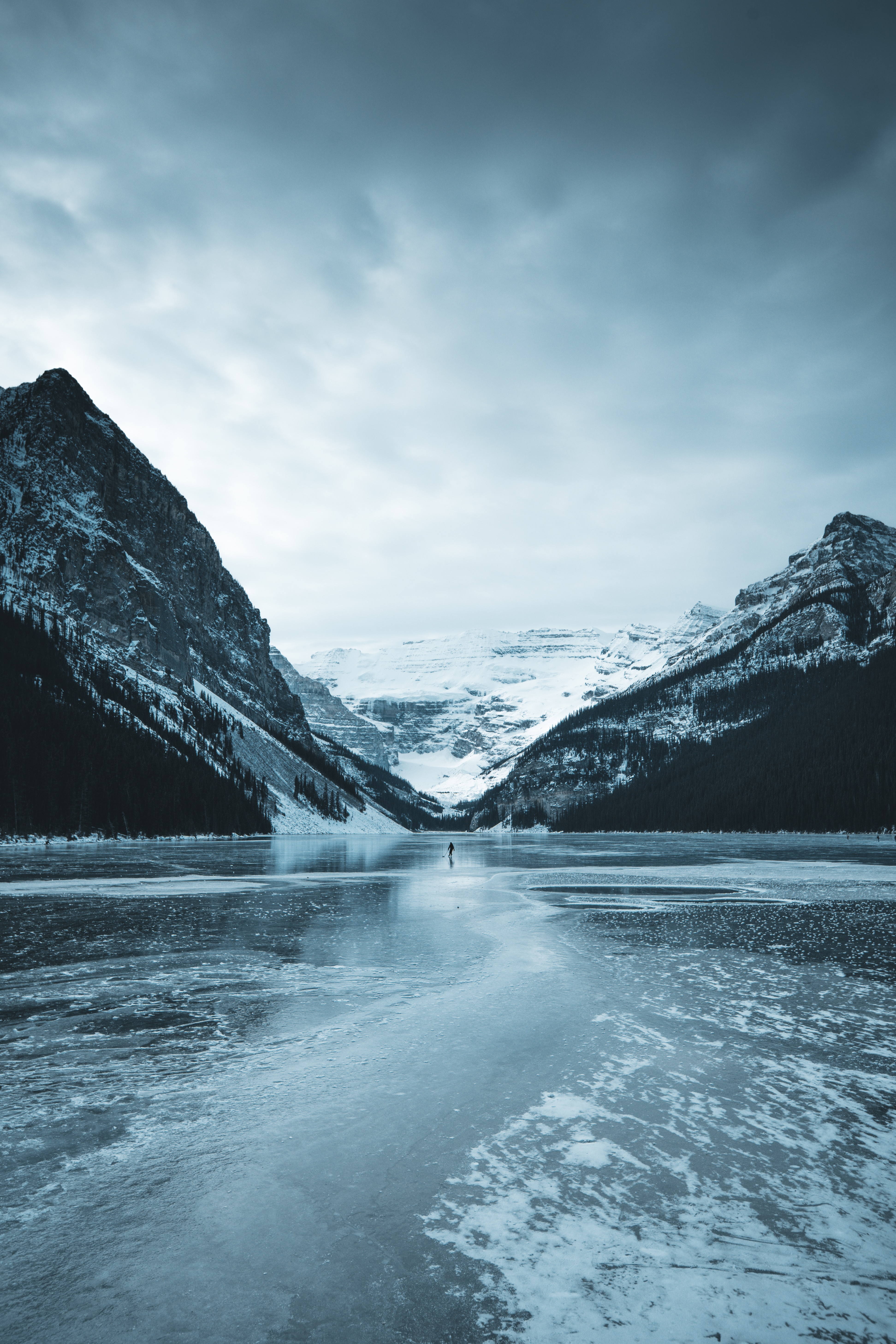 Download mobile wallpaper Snow, Mountains, Ice, Lake, Frozen, Landscape, Nature for free.