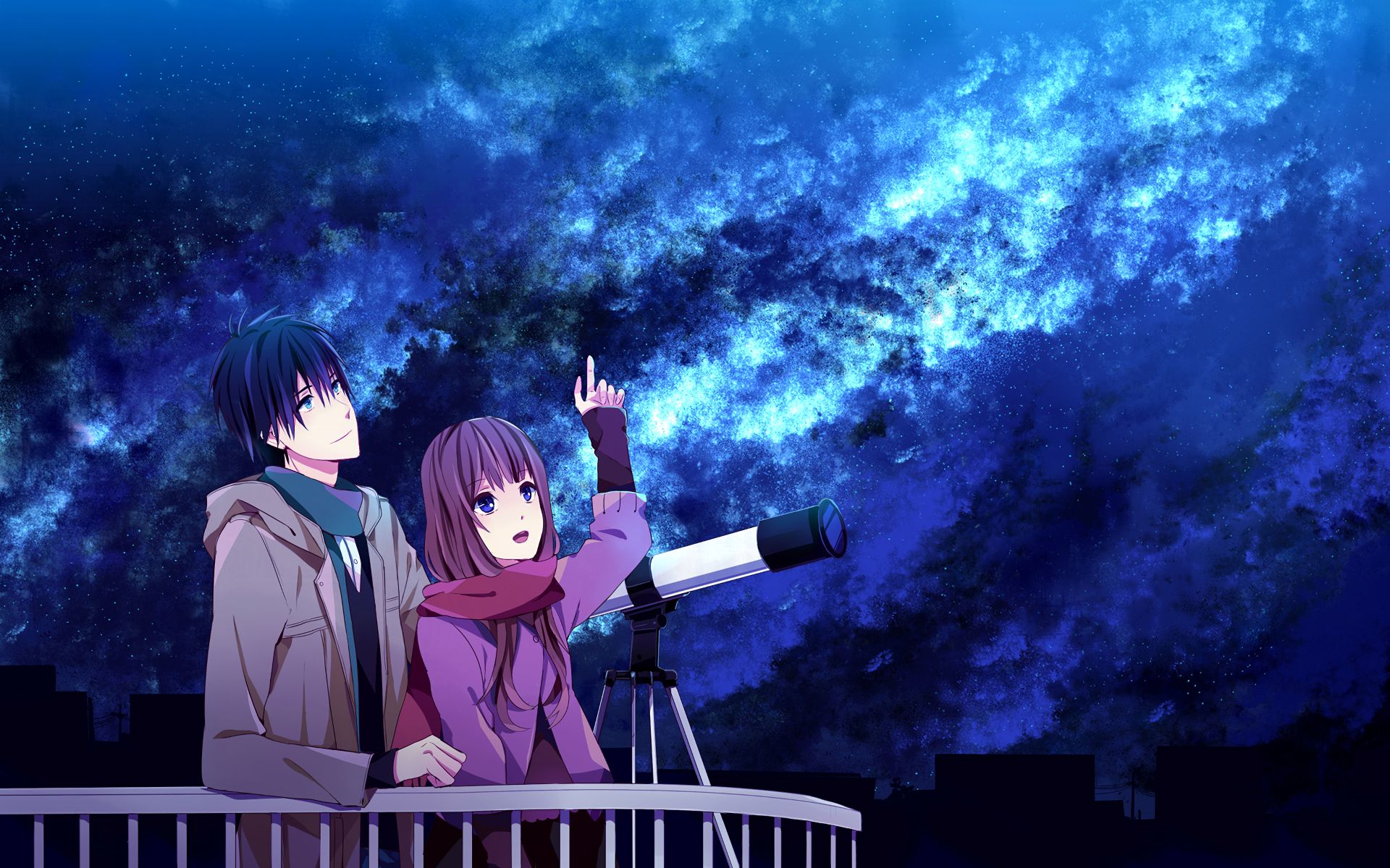 Аниме девушка с телескопом