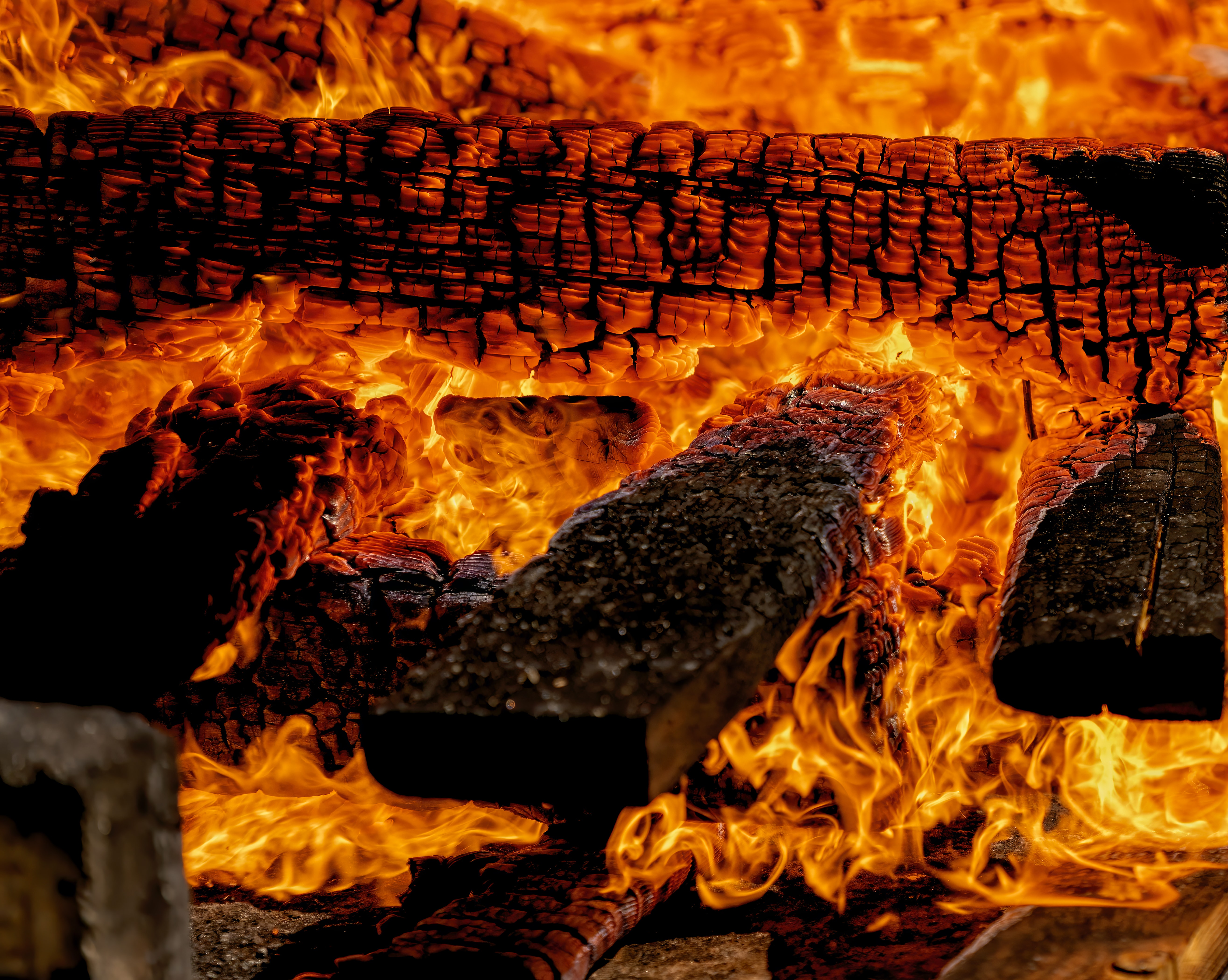 firewood, bonfire, coals, flame, miscellanea, miscellaneous phone background