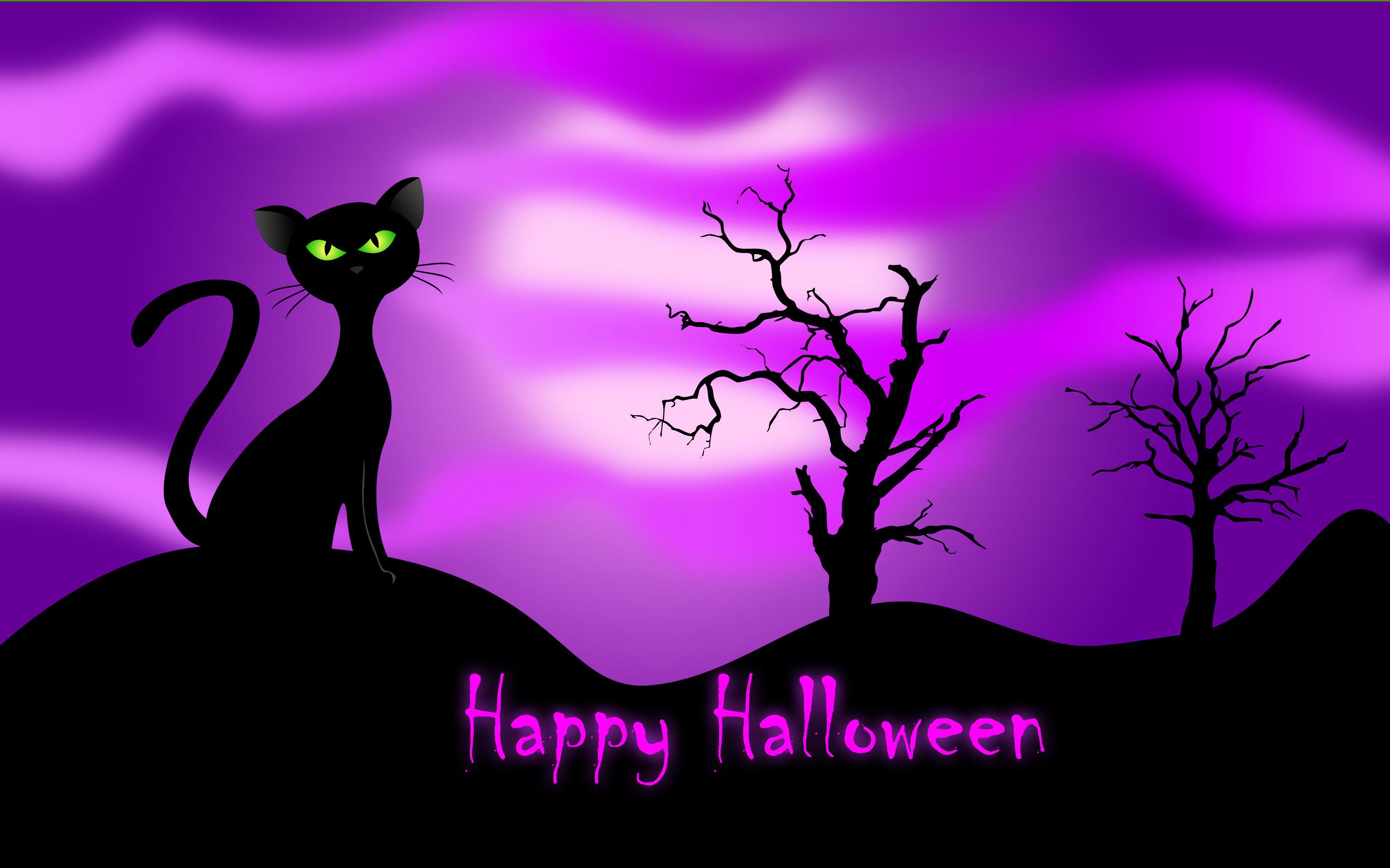 Черный кот на фиолетовом фоне