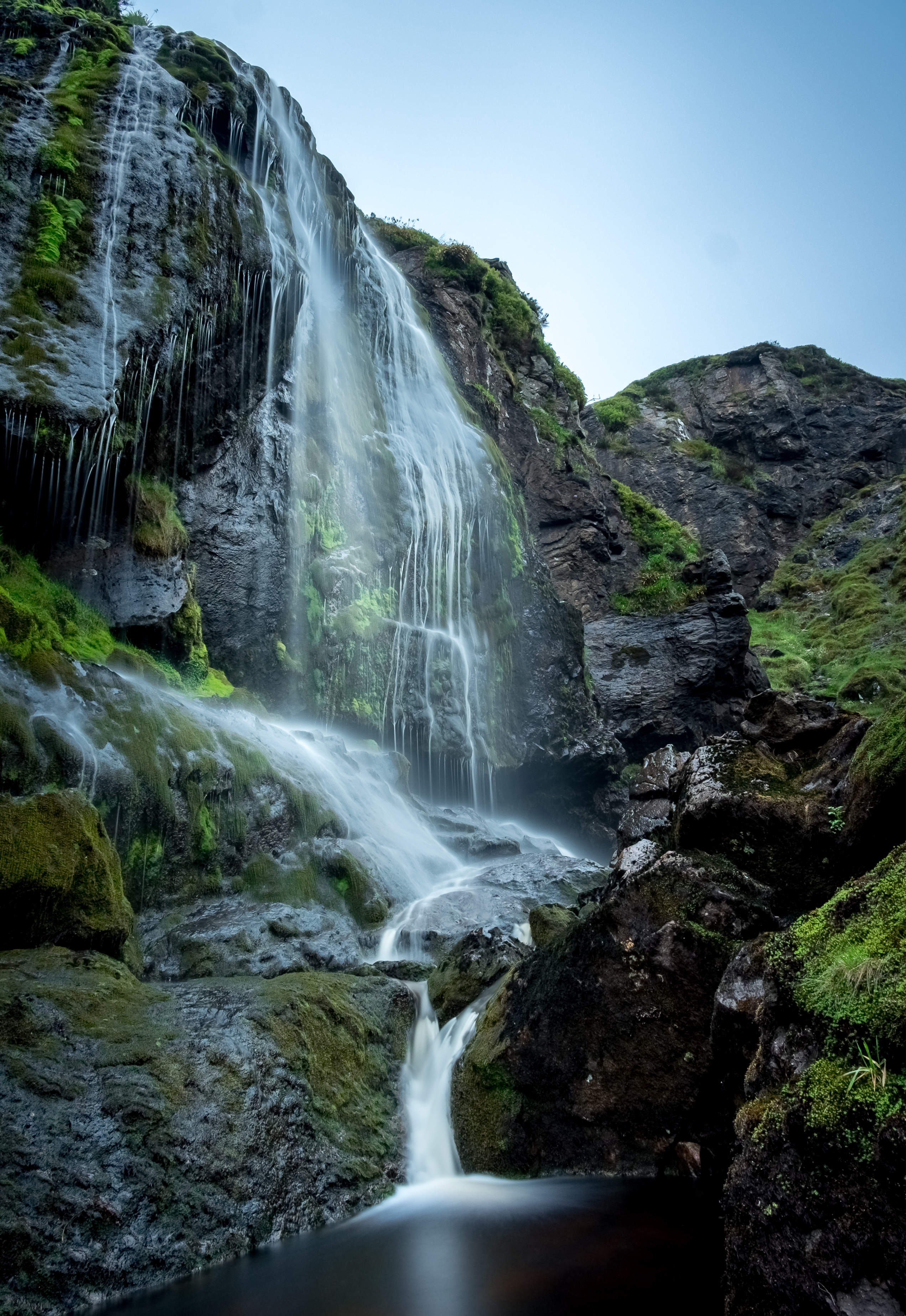 waterfall, break, nature, water, stones, rocks, precipice
