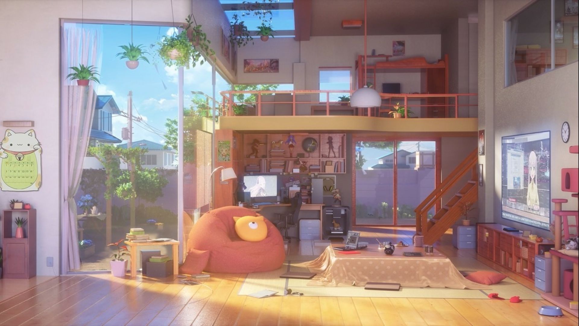 HD wallpaper living room, anime, room