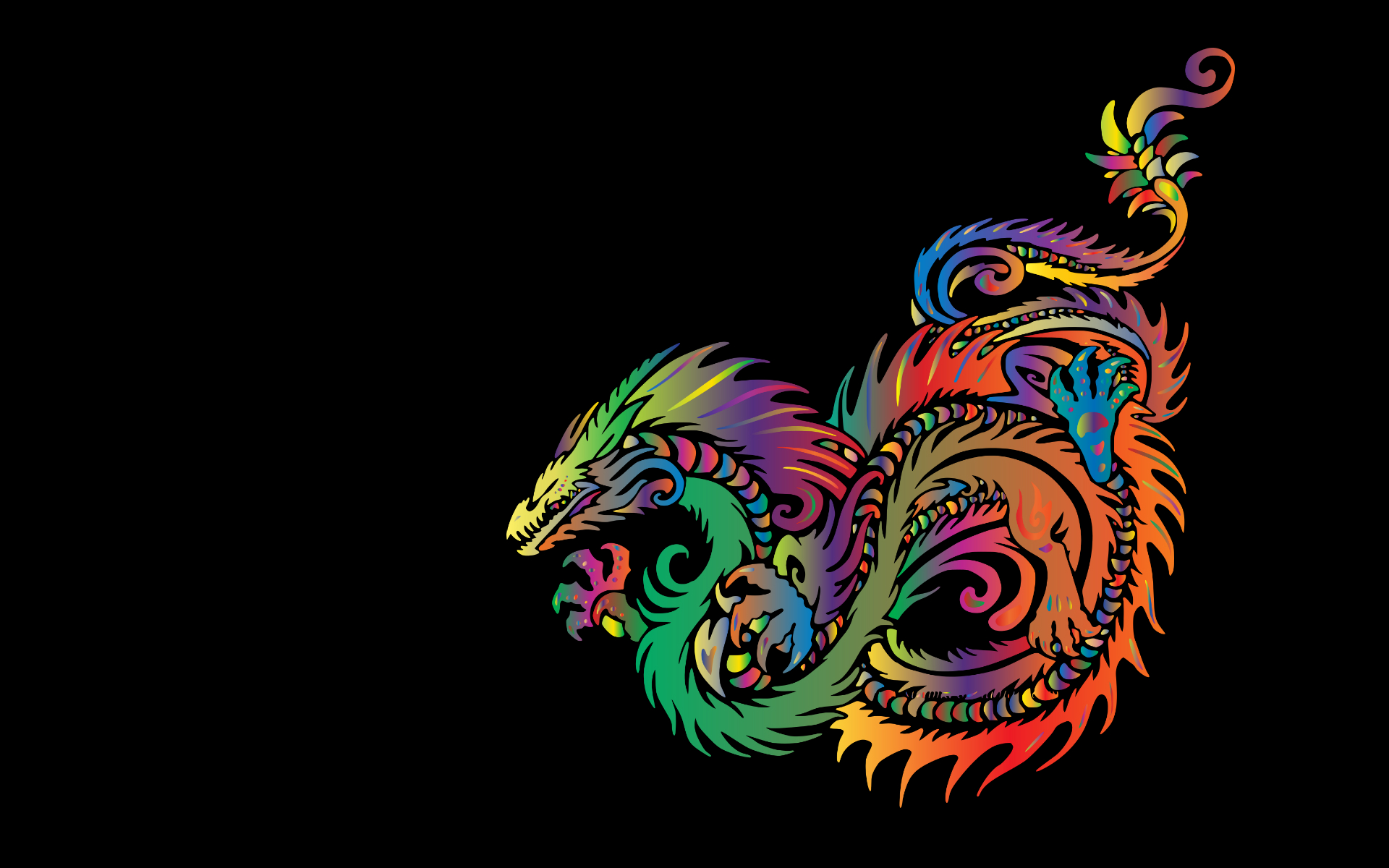 Китайский дракон на черном фоне
