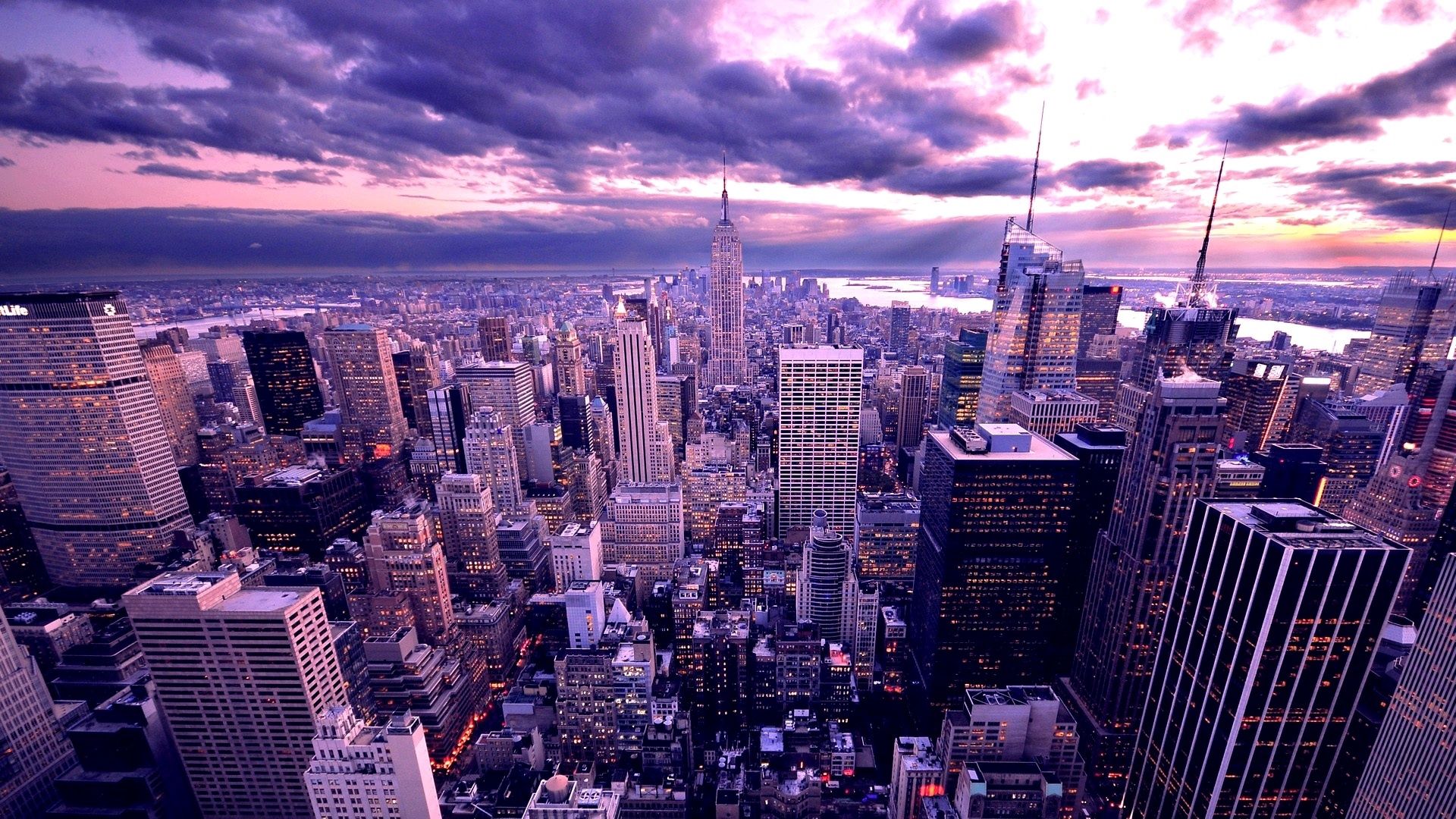 Laden Sie das Abend, Wolkenkratzer, Städte, New York-Bild kostenlos auf Ihren PC-Desktop herunter
