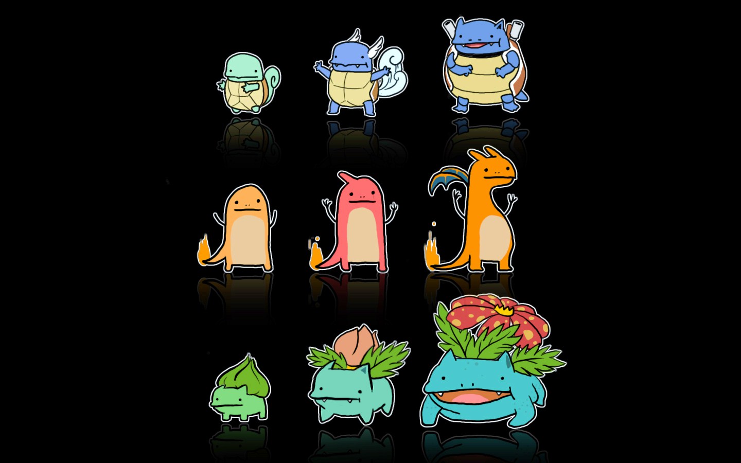 starter pokemon, video game, blastoise (pokémon), bulbasaur (pokémon), charizard (pokémon), charmander (pokémon), charmeleon (pokémon), ivysaur (pokémon), squirtle (pokémon), venusaur (pokémon), wartortle (pokémon), pokémon 2160p