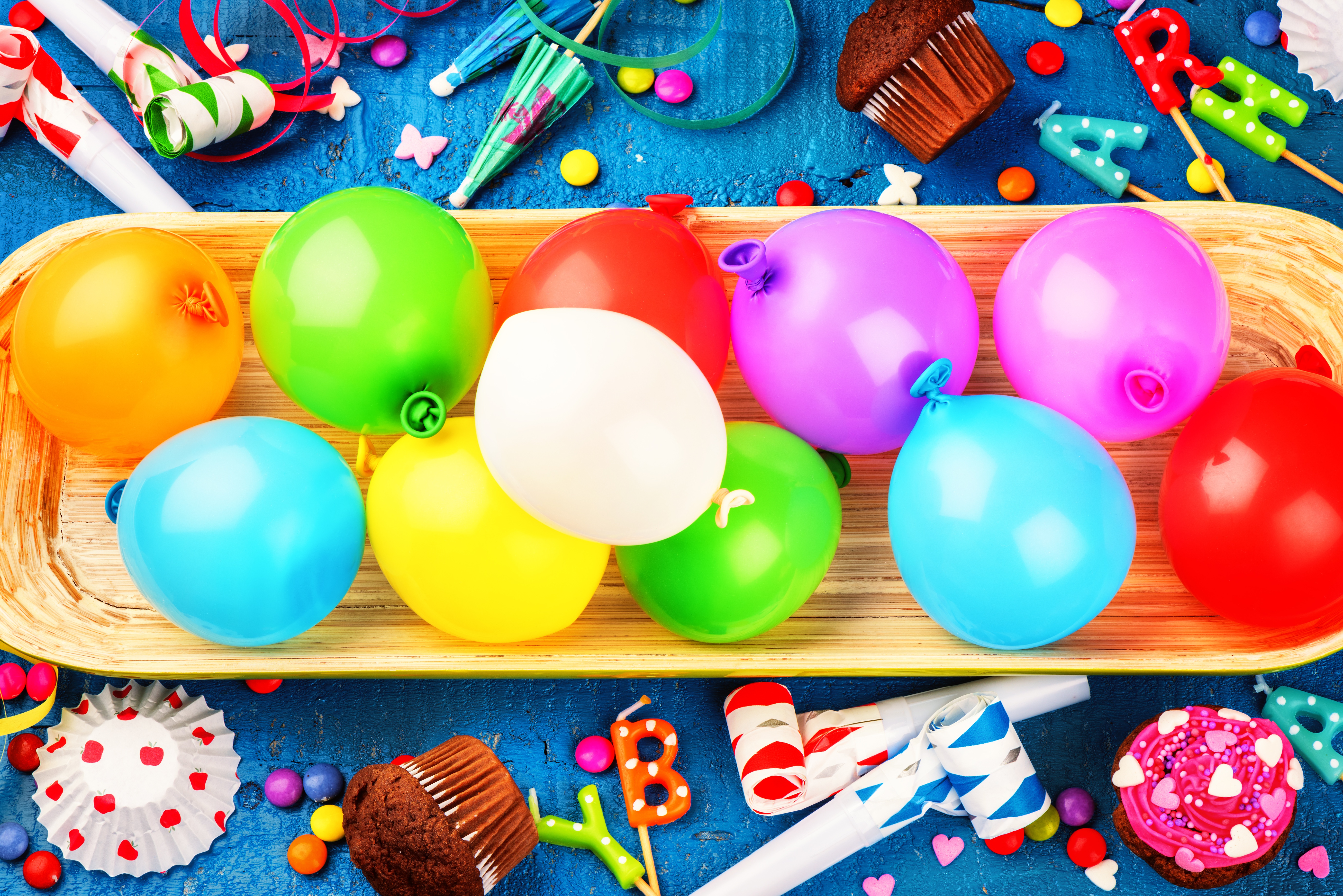 colorful, holiday, birthday, balloon, muffin, party